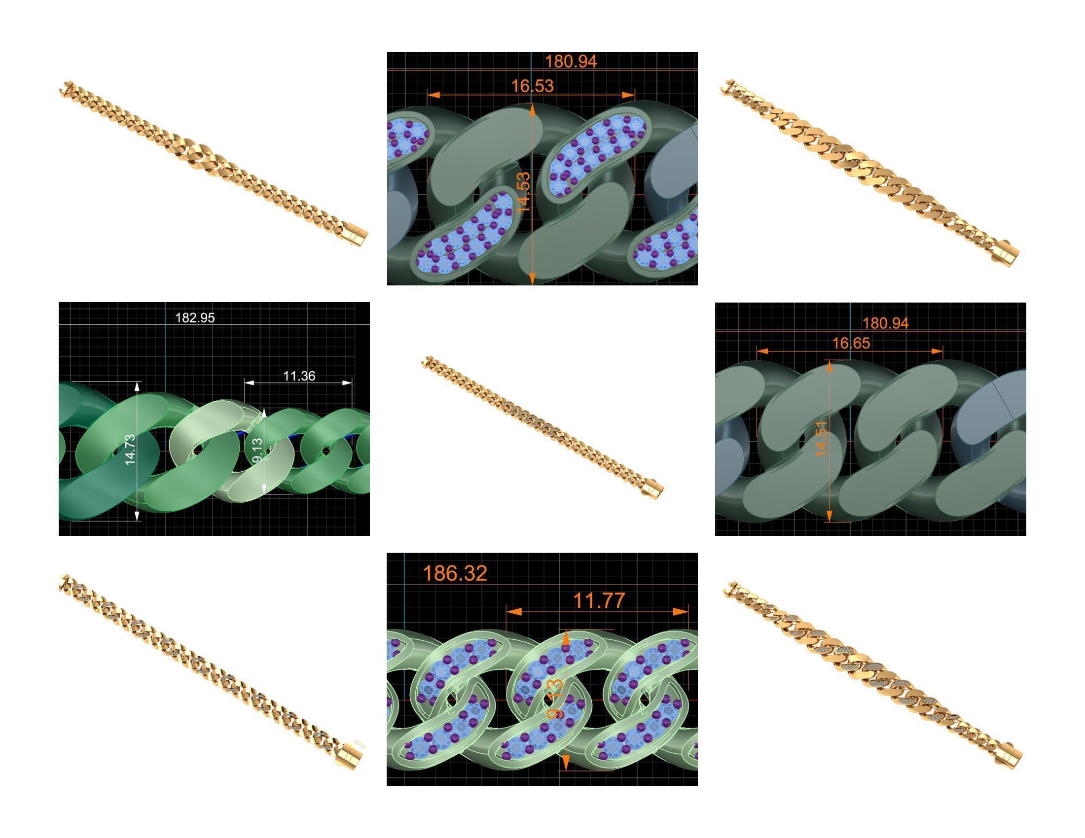 CUBAN LINK CHAIN - 200 PIECES READY FOR PRINT 3D print model_1