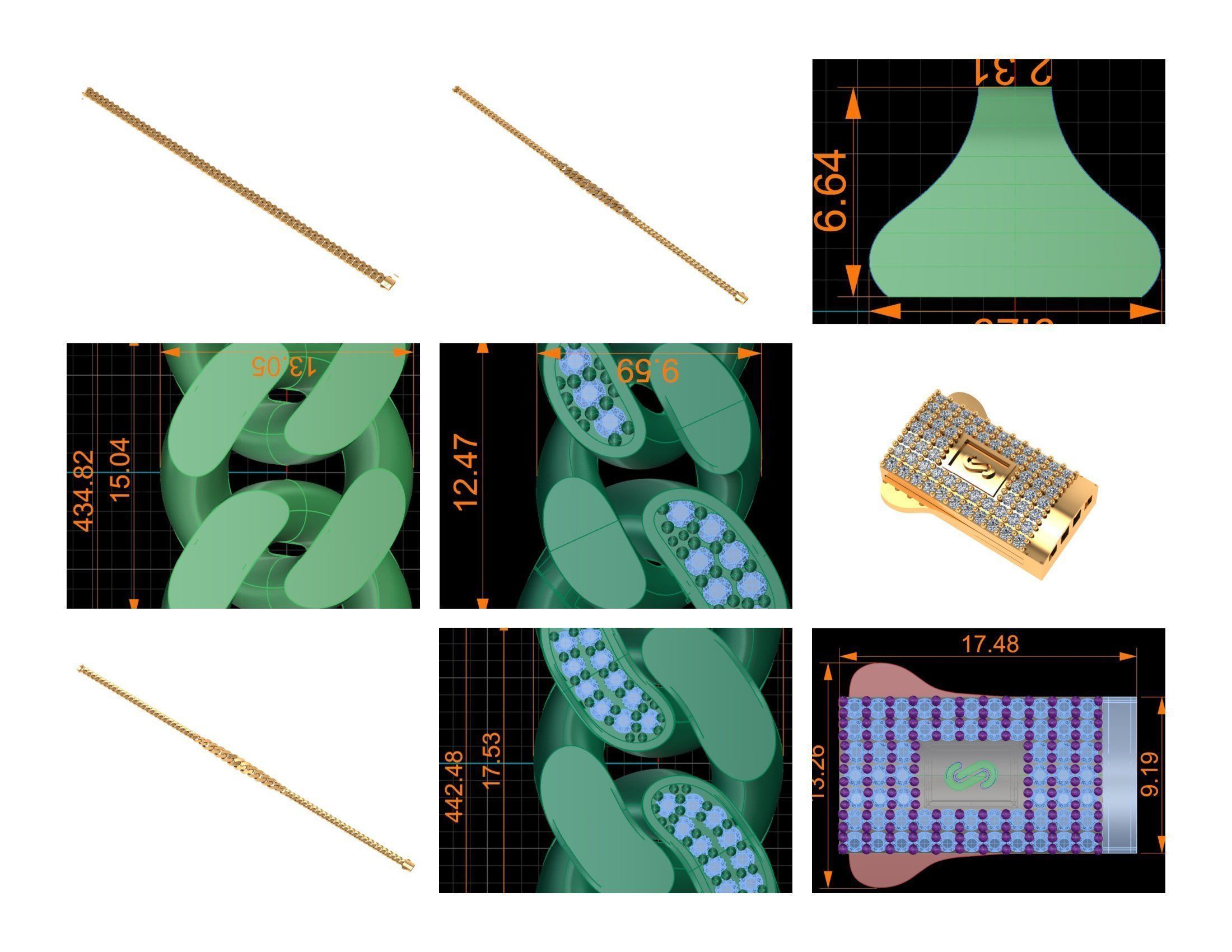 CUBAN LINK CHAIN - 200 PIECES READY FOR PRINT 3D print model_48