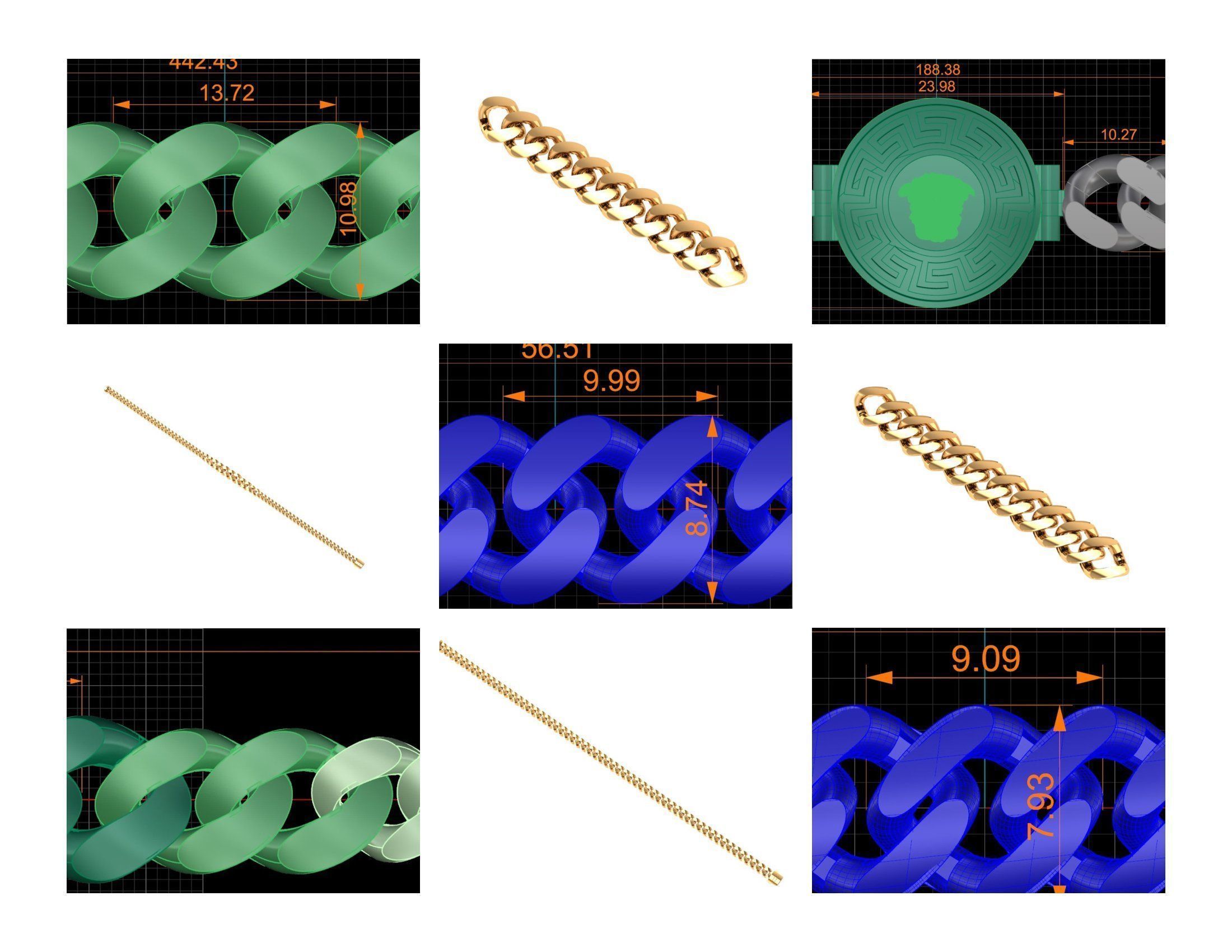 CUBAN LINK CHAIN - 200 PIECES READY FOR PRINT 3D print model_21