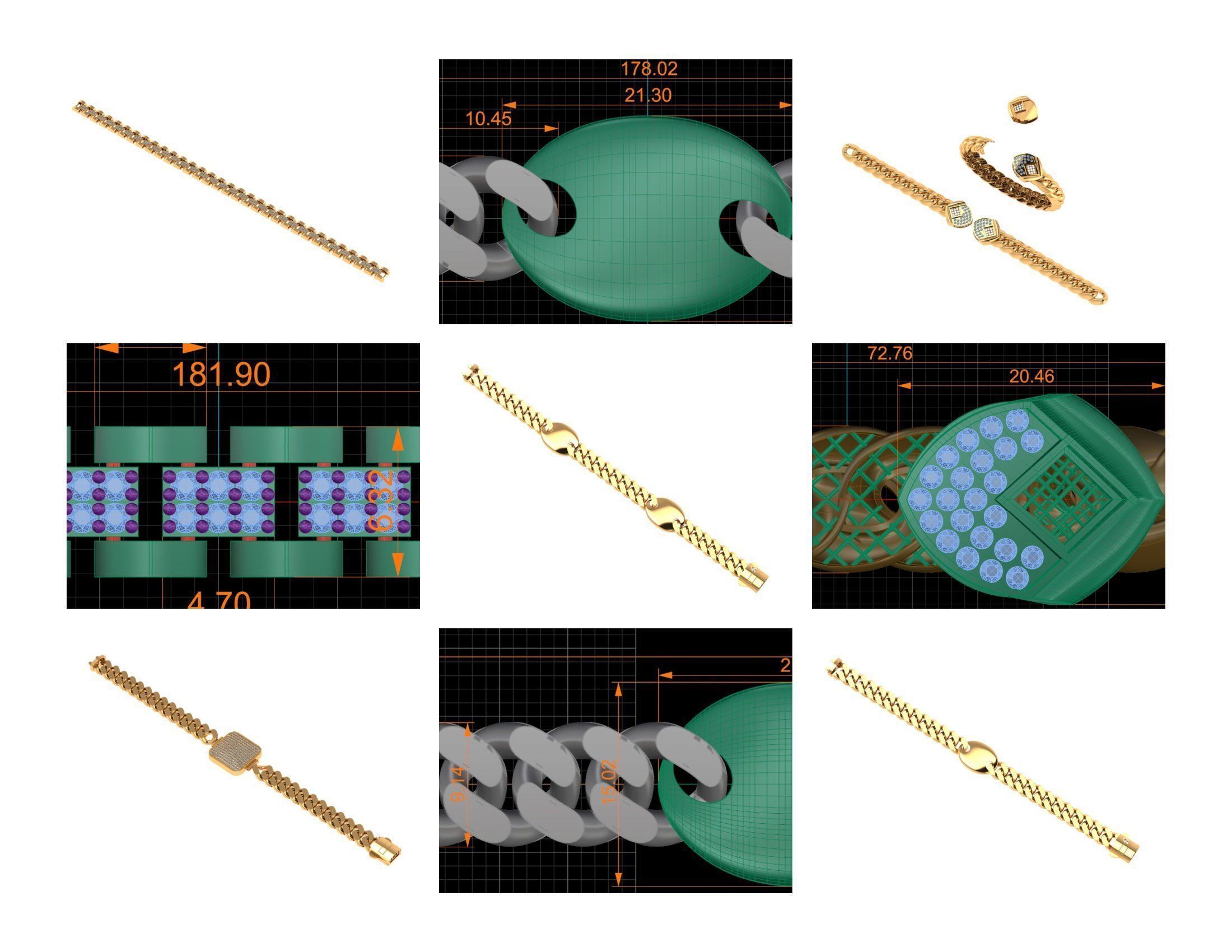 CUBAN LINK CHAIN - 200 PIECES READY FOR PRINT 3D print model_32