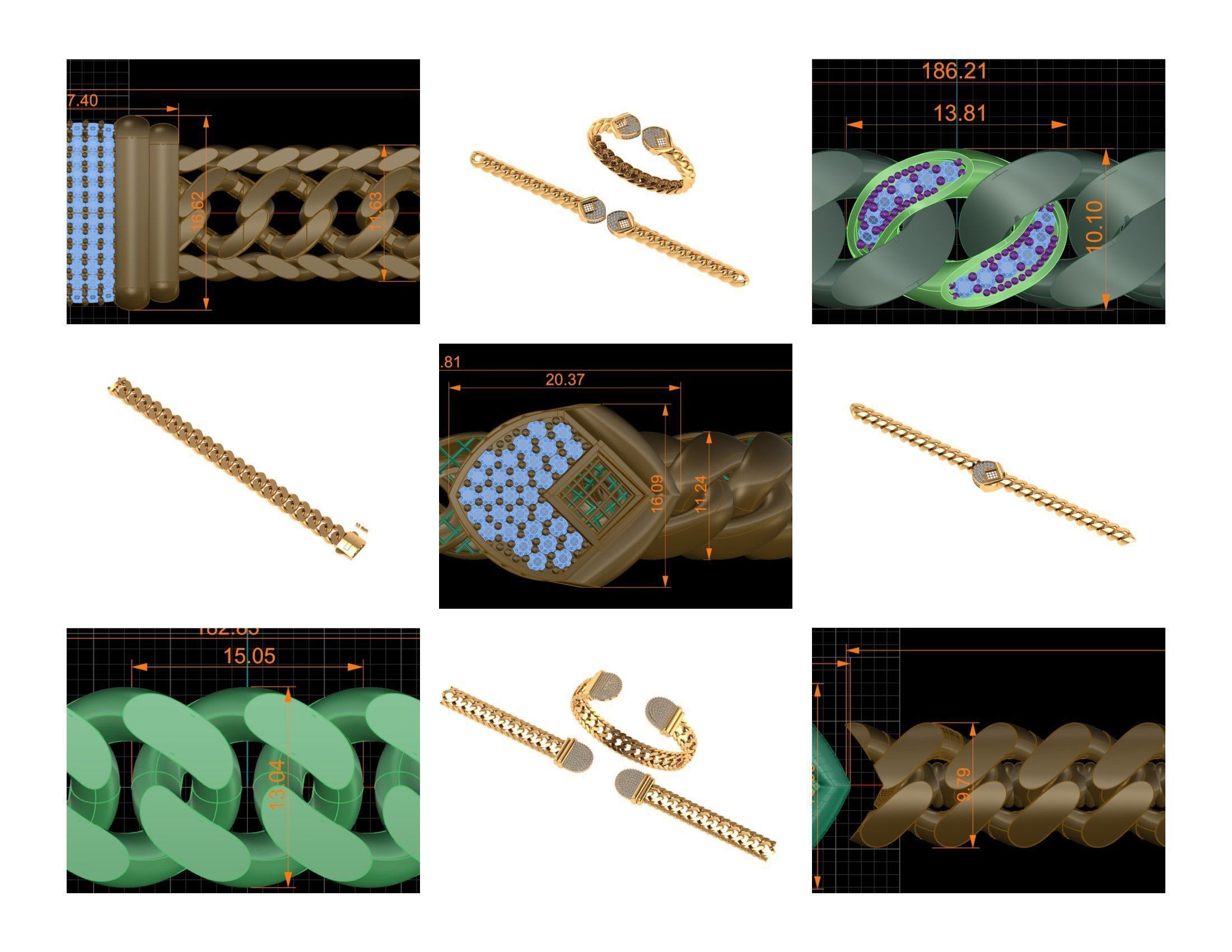 CUBAN LINK CHAIN - 200 PIECES READY FOR PRINT 3D print model_2