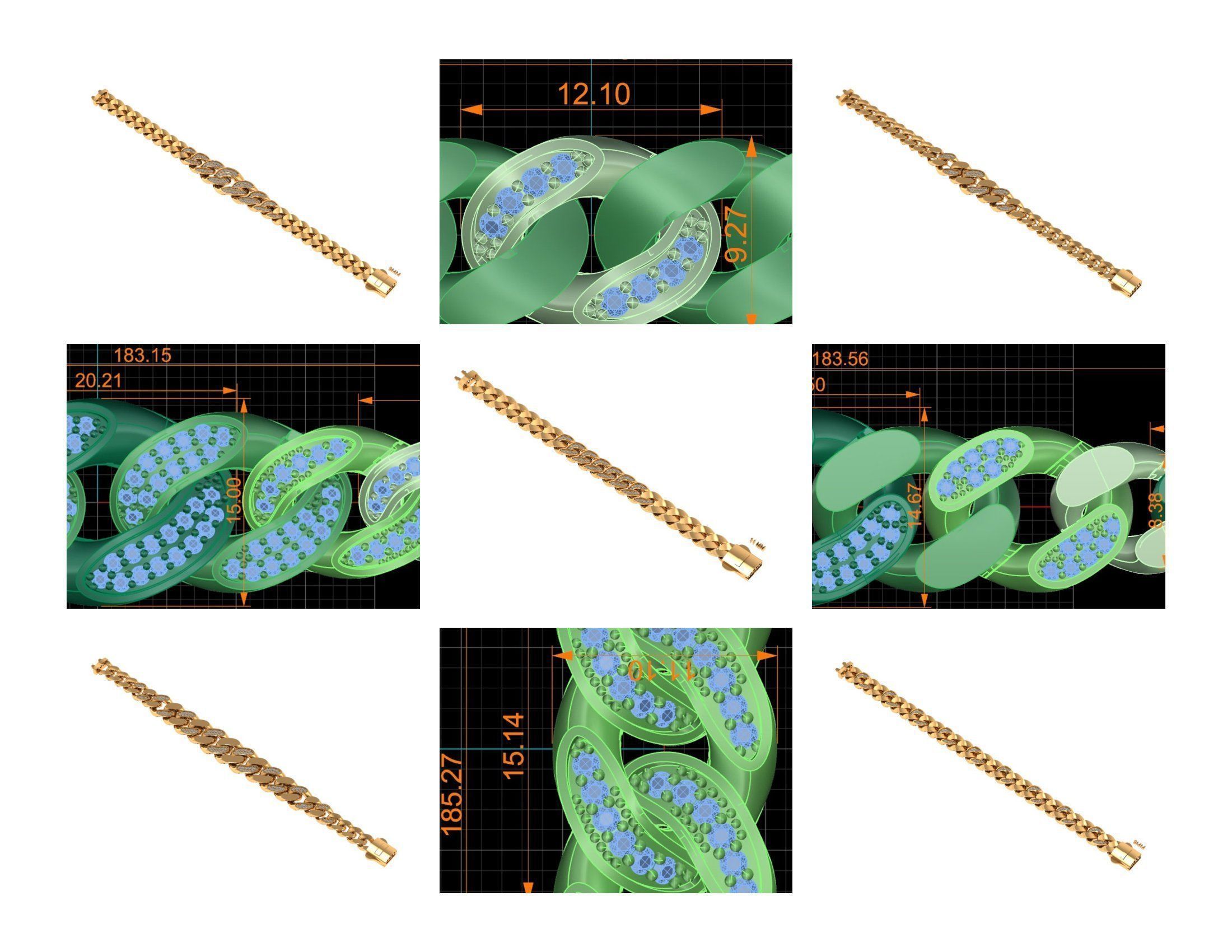 CUBAN LINK CHAIN - 200 PIECES READY FOR PRINT 3D print model_26