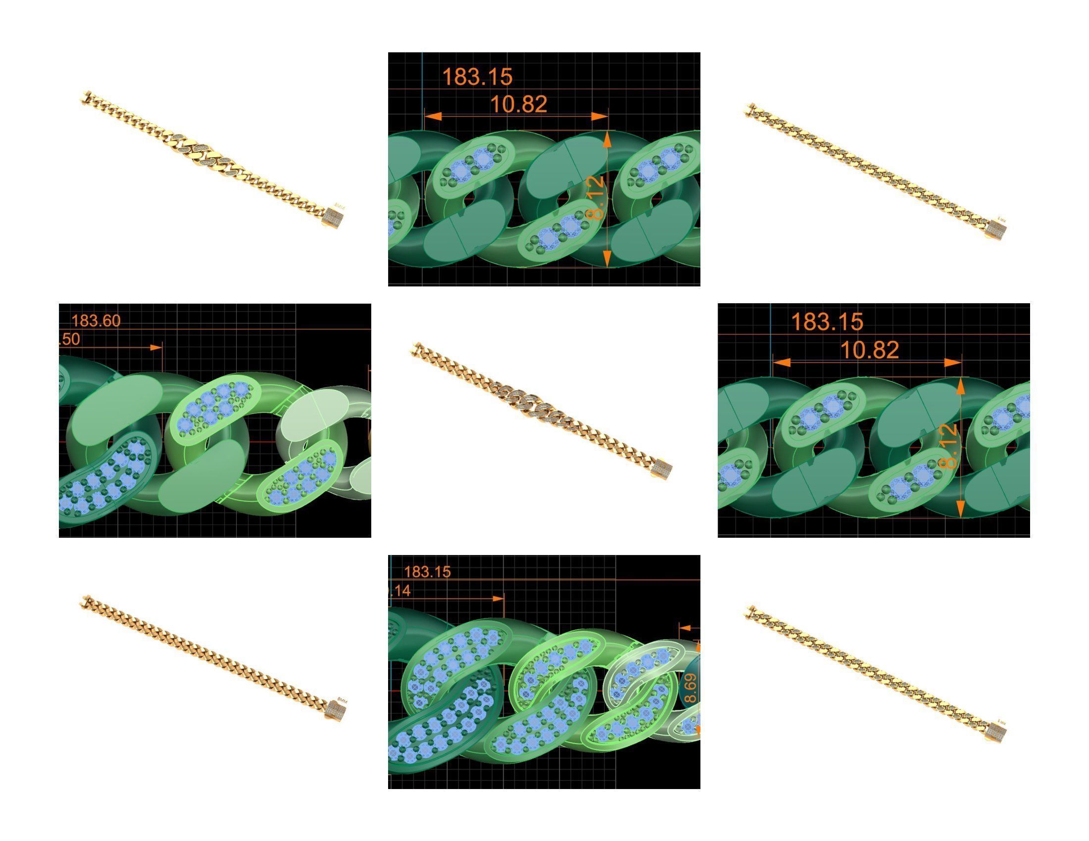 CUBAN LINK CHAIN - 200 PIECES READY FOR PRINT 3D print model_5