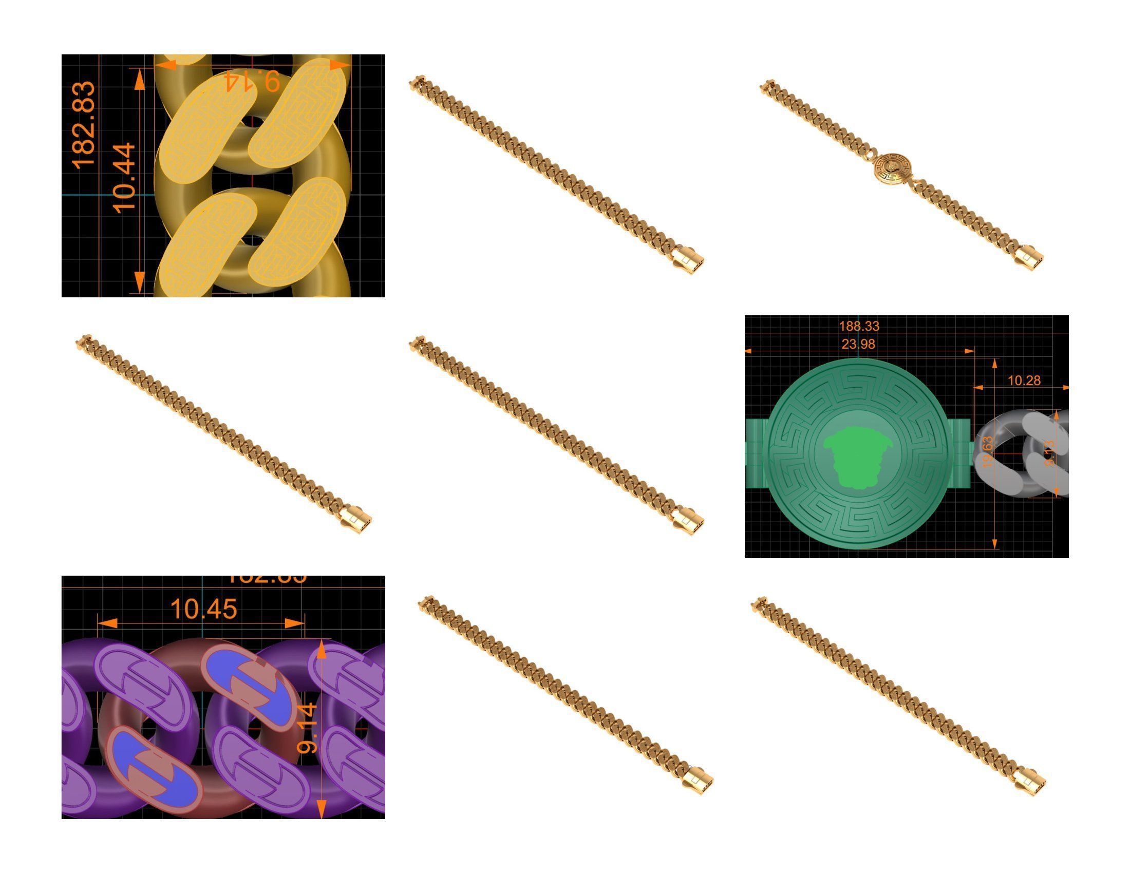 CUBAN LINK CHAIN - 200 PIECES READY FOR PRINT 3D print model_30