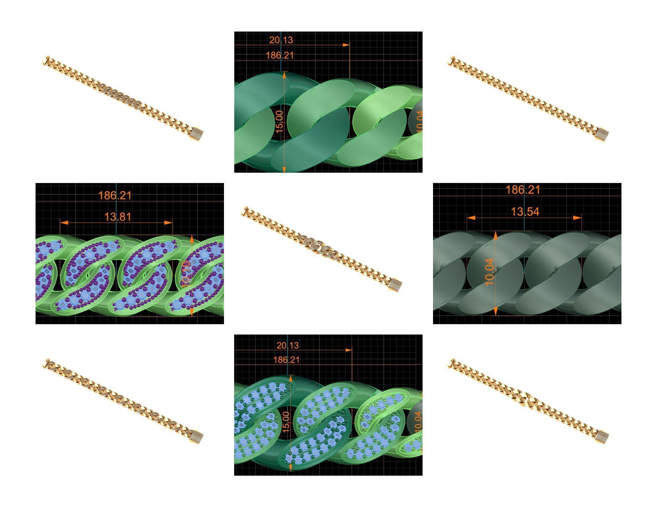CUBAN LINK CHAIN - 200 PIECES READY FOR PRINT 3D print model_3