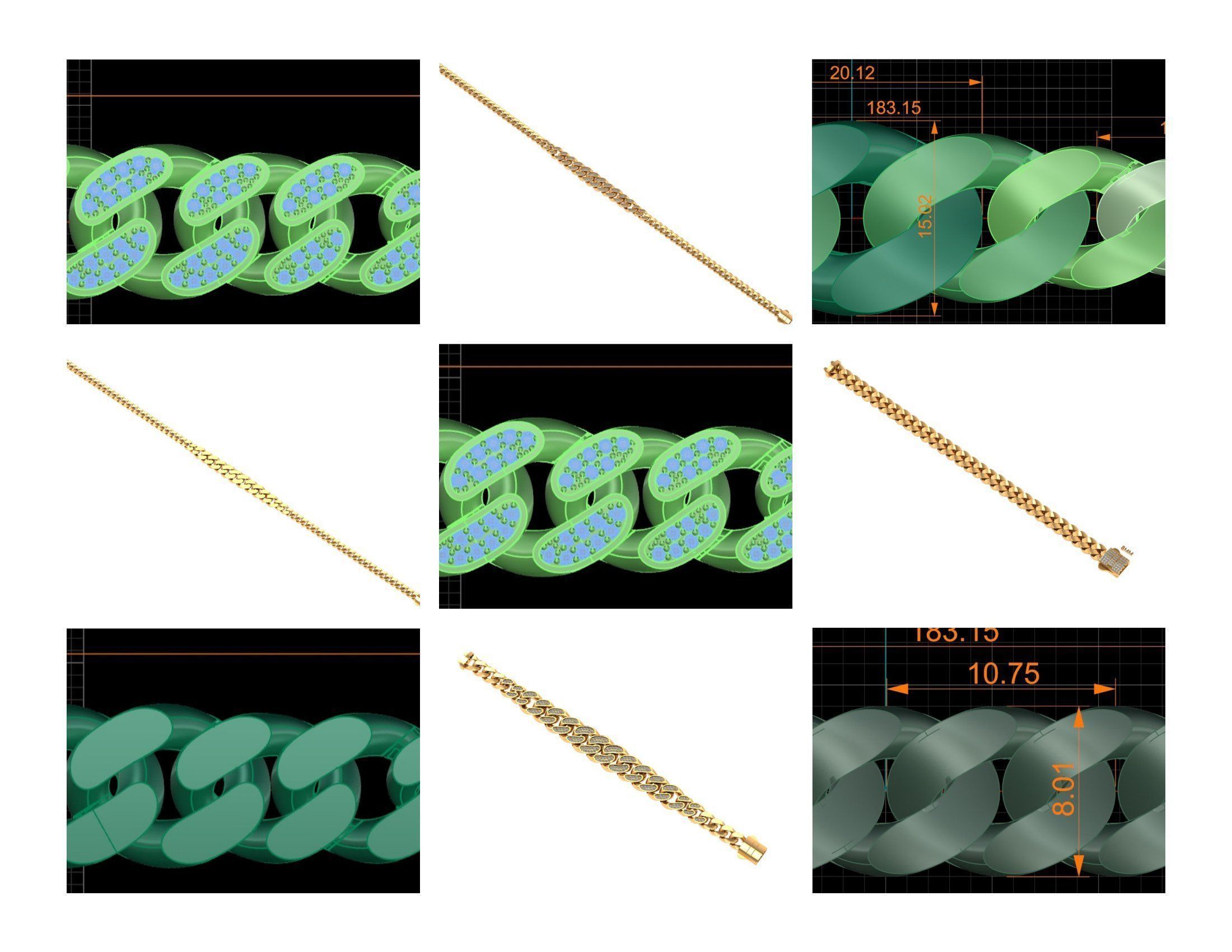 CUBAN LINK CHAIN - 200 PIECES READY FOR PRINT 3D print model_10