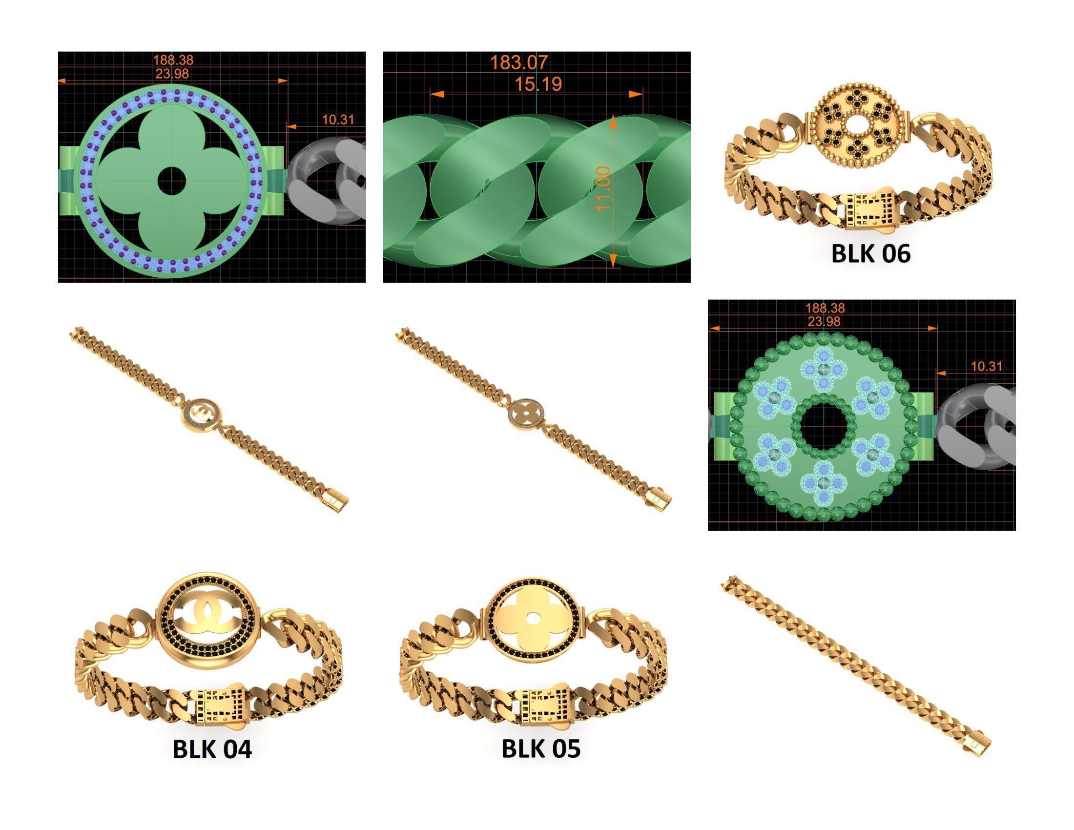 CUBAN LINK CHAIN - 200 PIECES READY FOR PRINT 3D print model_23