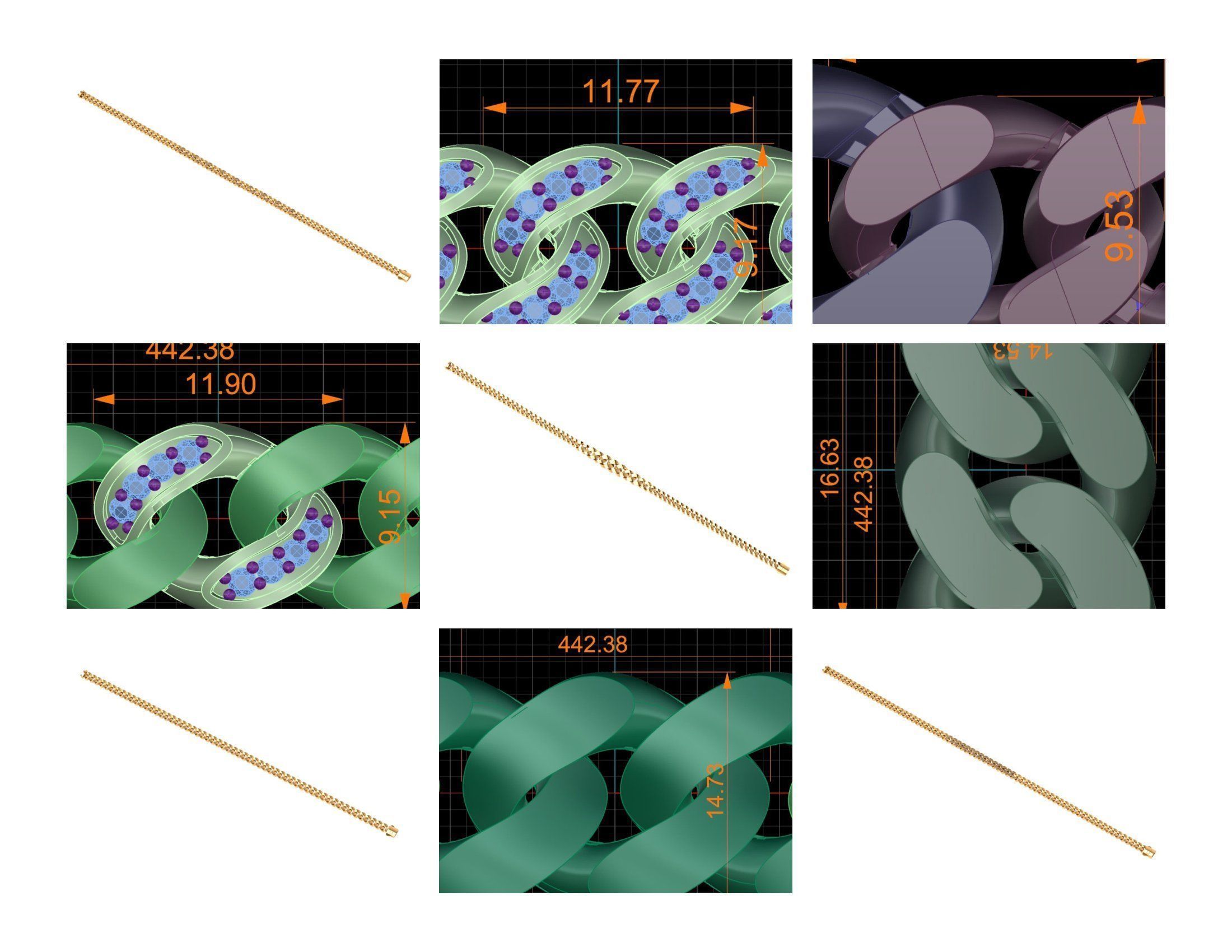 CUBAN LINK CHAIN - 200 PIECES READY FOR PRINT 3D print model_47