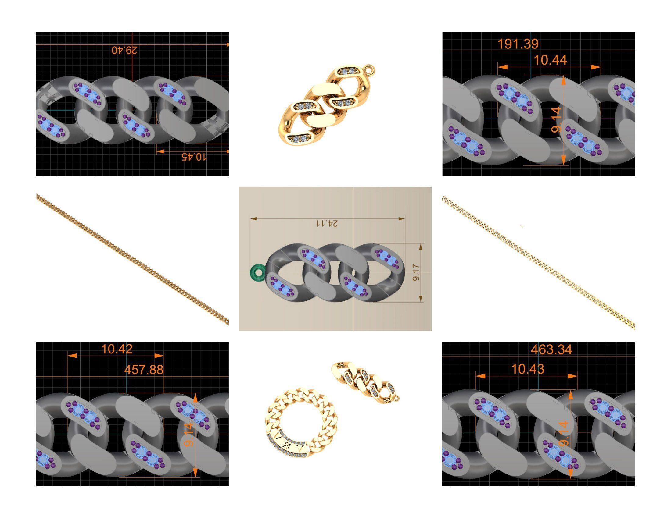 CUBAN LINK CHAIN - 200 PIECES READY FOR PRINT 3D print model_8