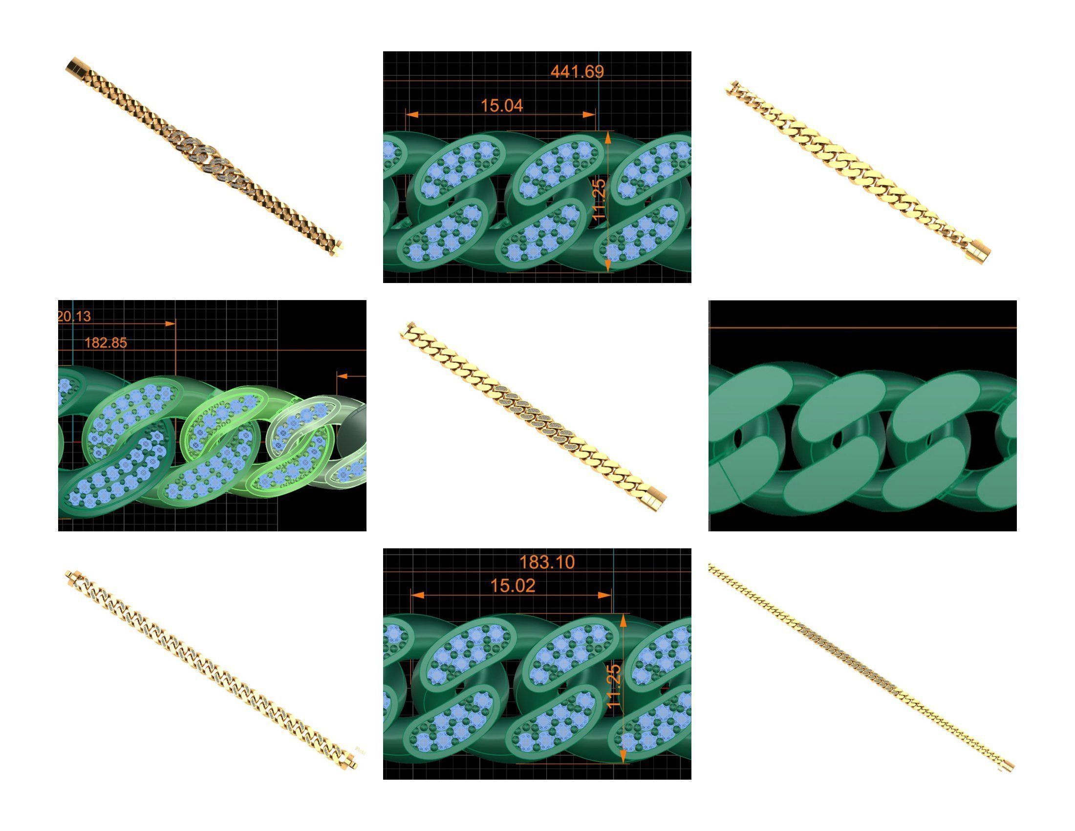 CUBAN LINK CHAIN - 200 PIECES READY FOR PRINT 3D print model_9