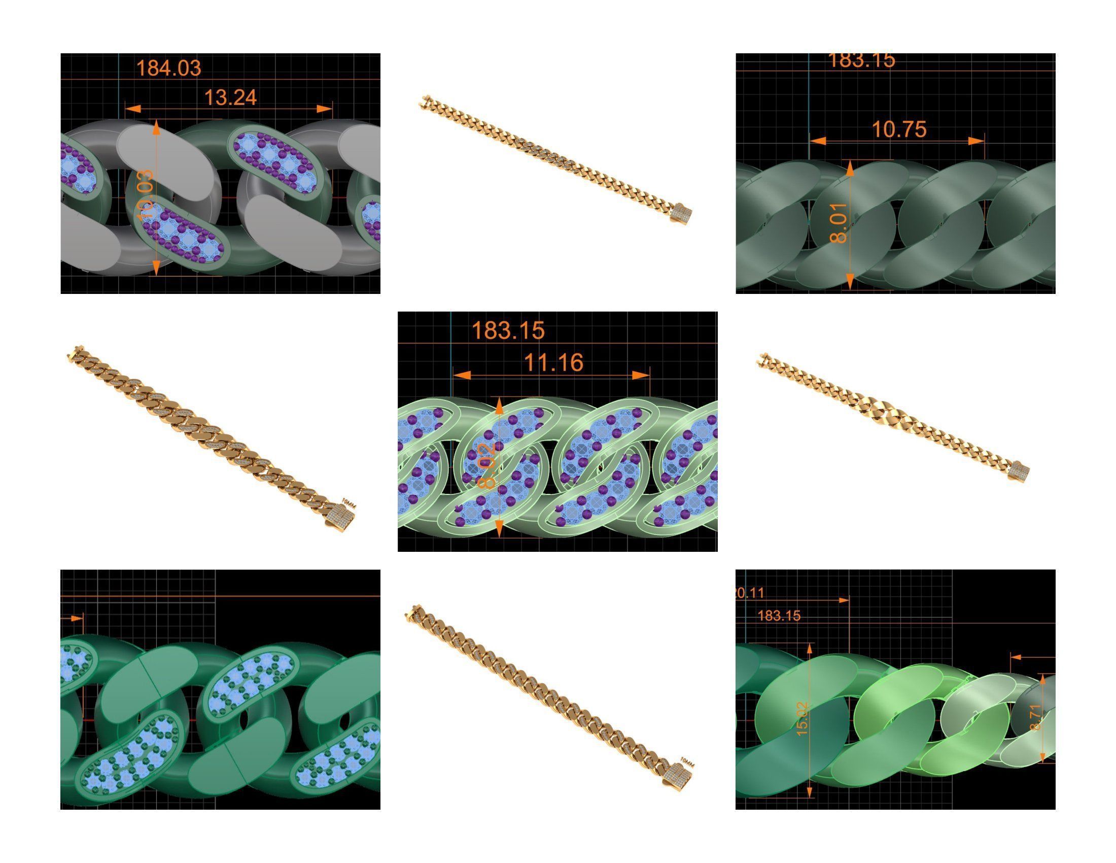 CUBAN LINK CHAIN - 200 PIECES READY FOR PRINT 3D print model_4