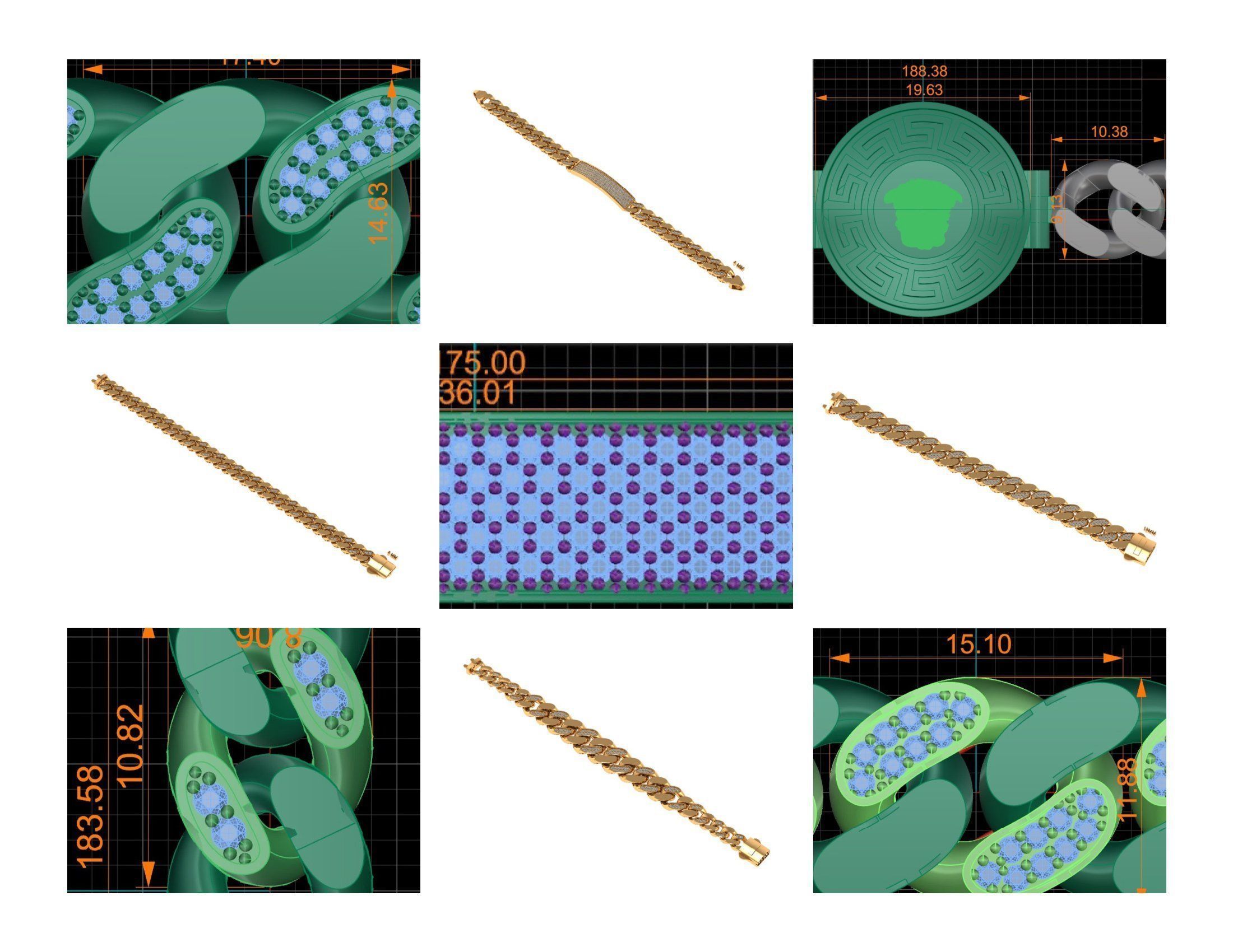 CUBAN LINK CHAIN - 200 PIECES READY FOR PRINT 3D print model_27