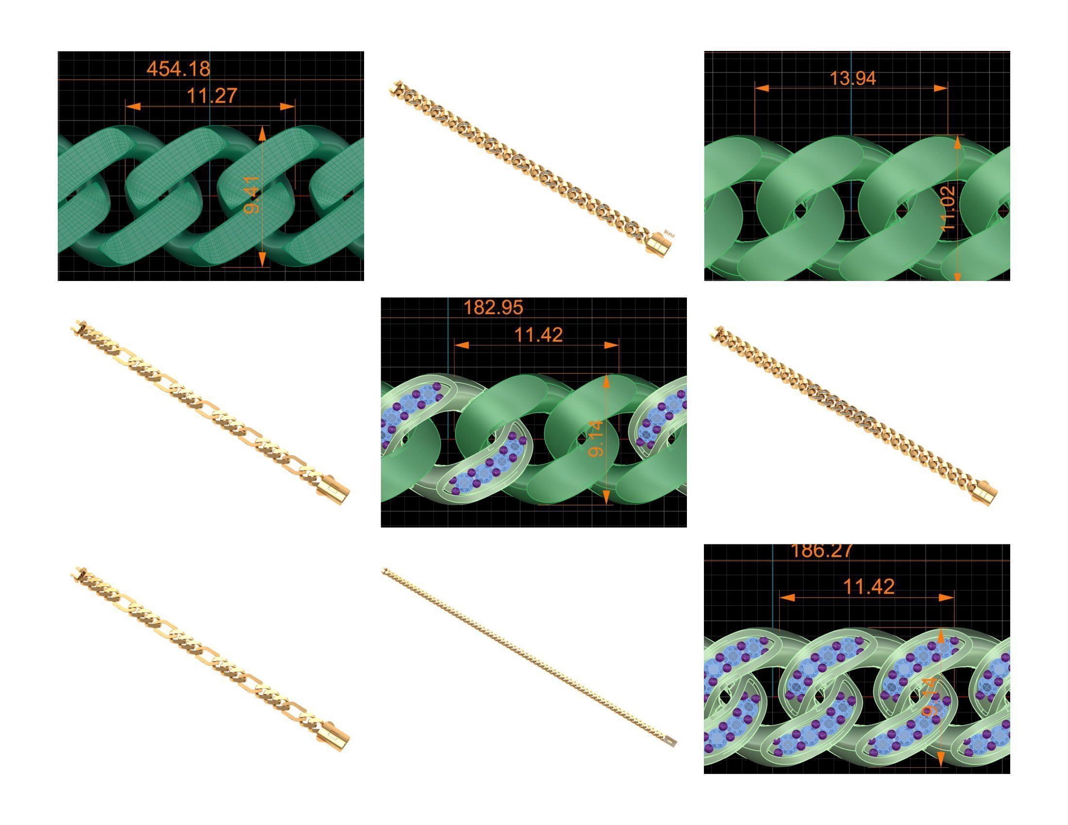 CUBAN LINK CHAIN - 200 PIECES READY FOR PRINT 3D print model_18