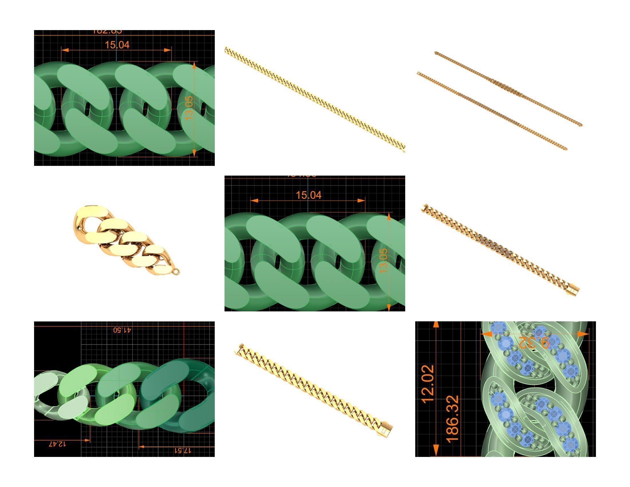 CUBAN LINK CHAIN - 200 PIECES READY FOR PRINT 3D print model_16