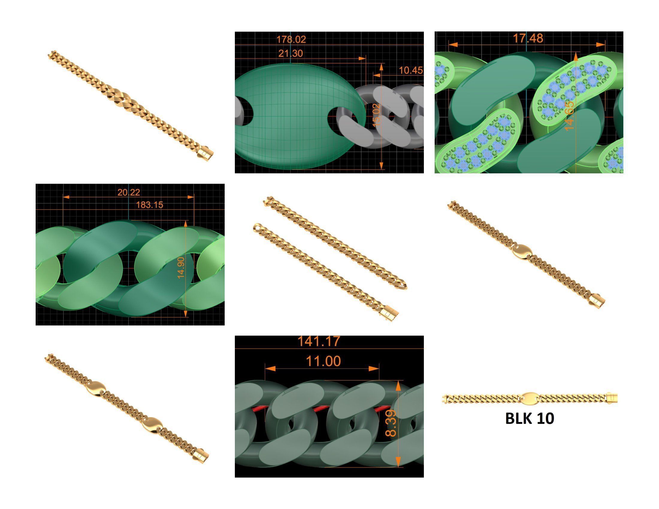 CUBAN LINK CHAIN - 200 PIECES READY FOR PRINT 3D print model_25