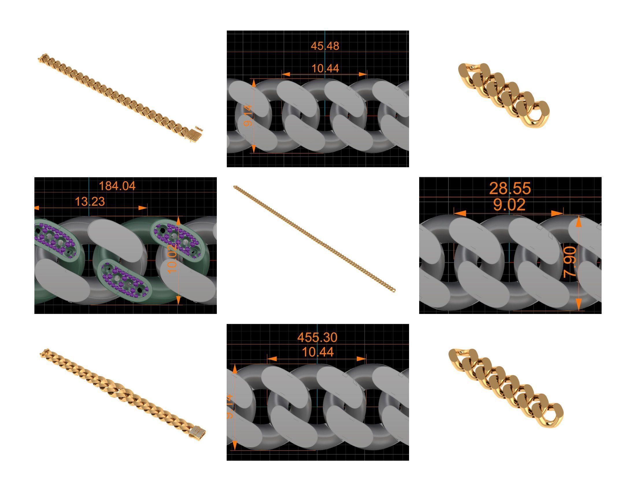 CUBAN LINK CHAIN - 200 PIECES READY FOR PRINT 3D print model_7