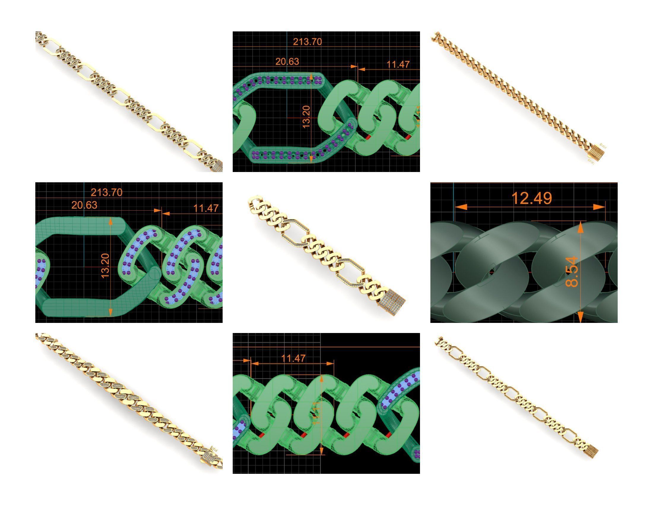 CUBAN LINK CHAIN - 200 PIECES READY FOR PRINT 3D print model_13