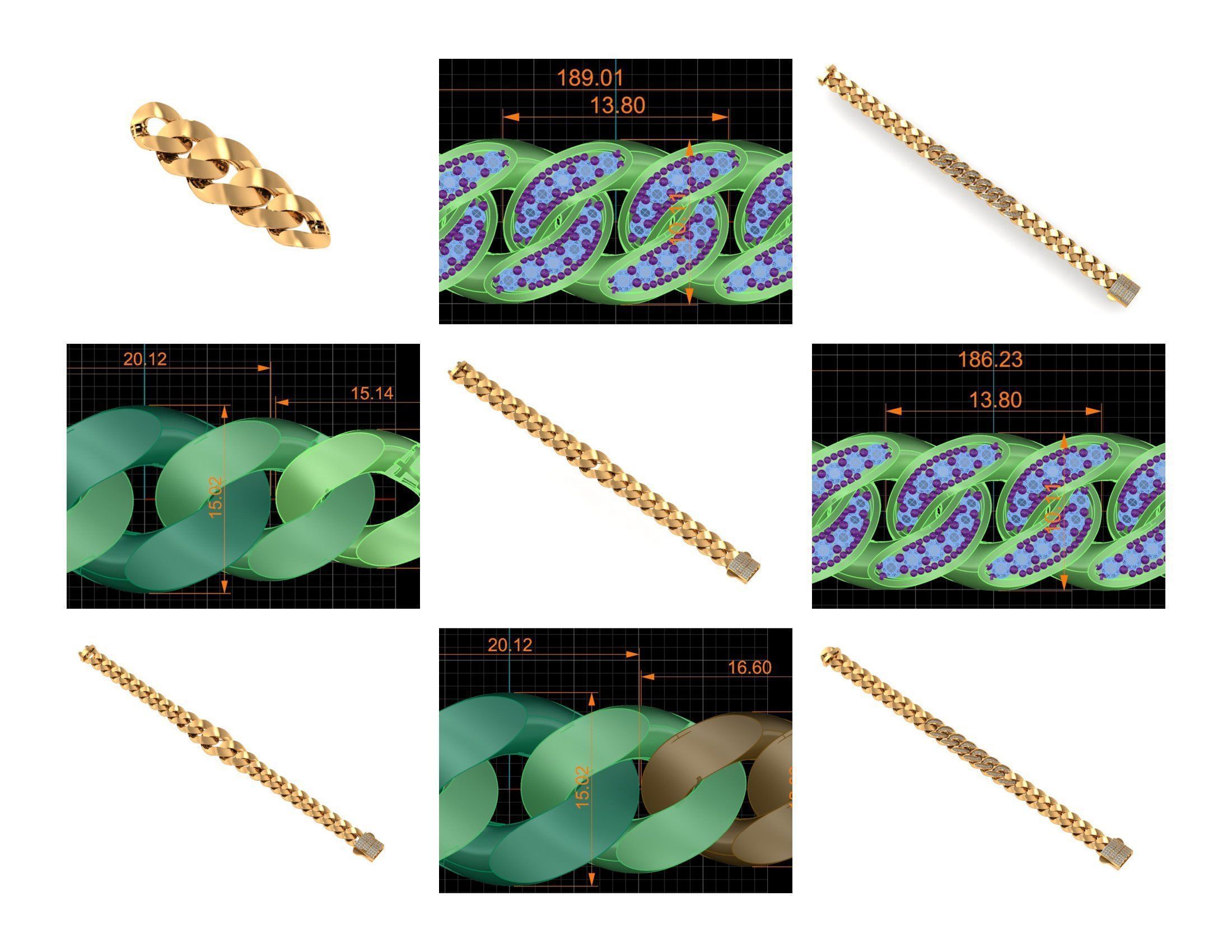 CUBAN LINK CHAIN - 200 PIECES READY FOR PRINT 3D print model_11