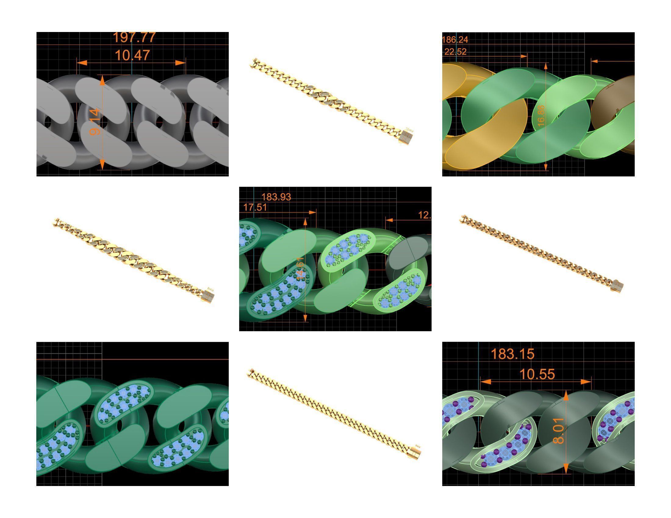 CUBAN LINK CHAIN - 200 PIECES READY FOR PRINT 3D print model_6