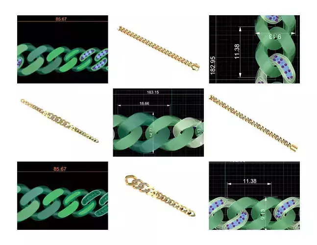 CUBAN LINK CHAIN - 200 PIECES READY FOR PRINT 3D print model