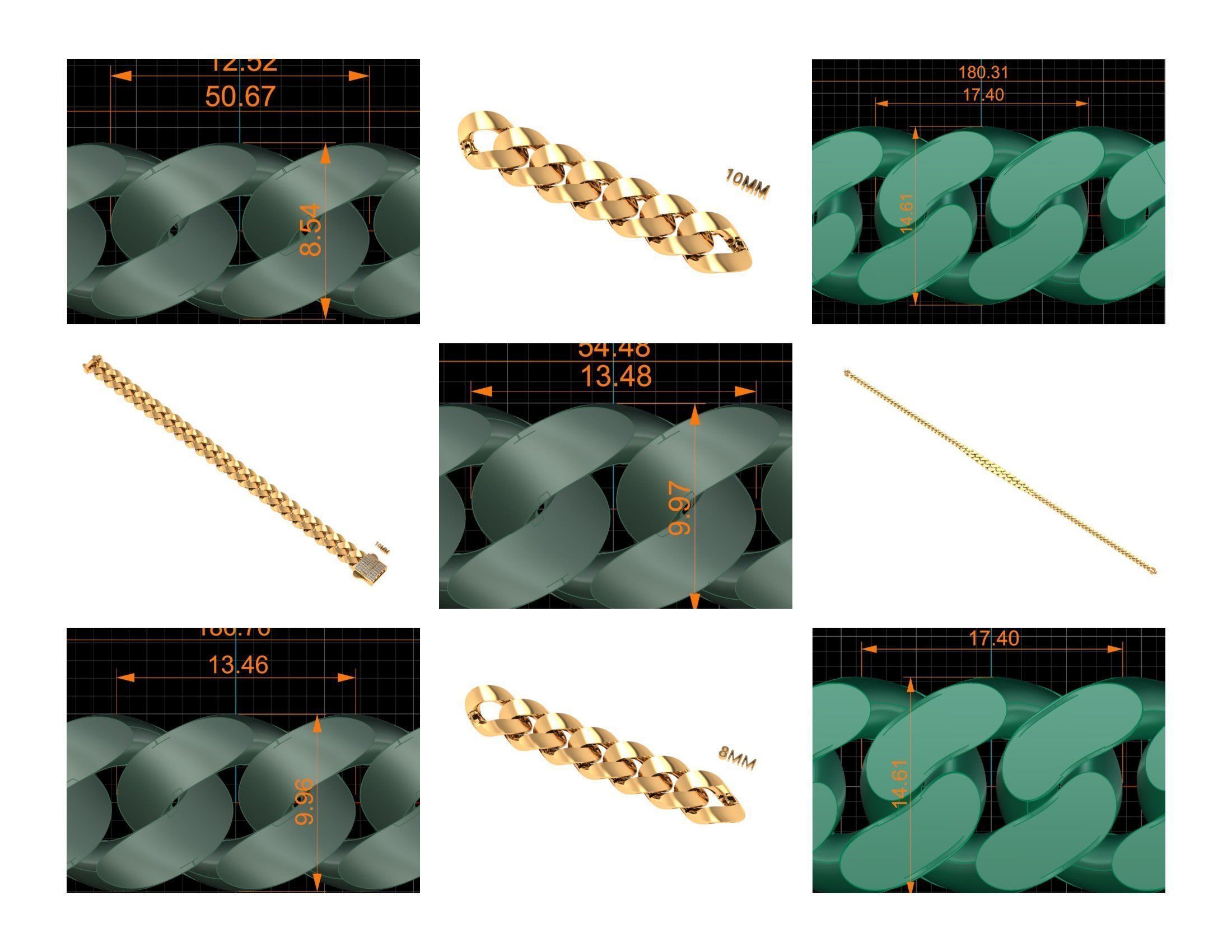 CUBAN LINK CHAIN - 200 PIECES READY FOR PRINT 3D print model_14