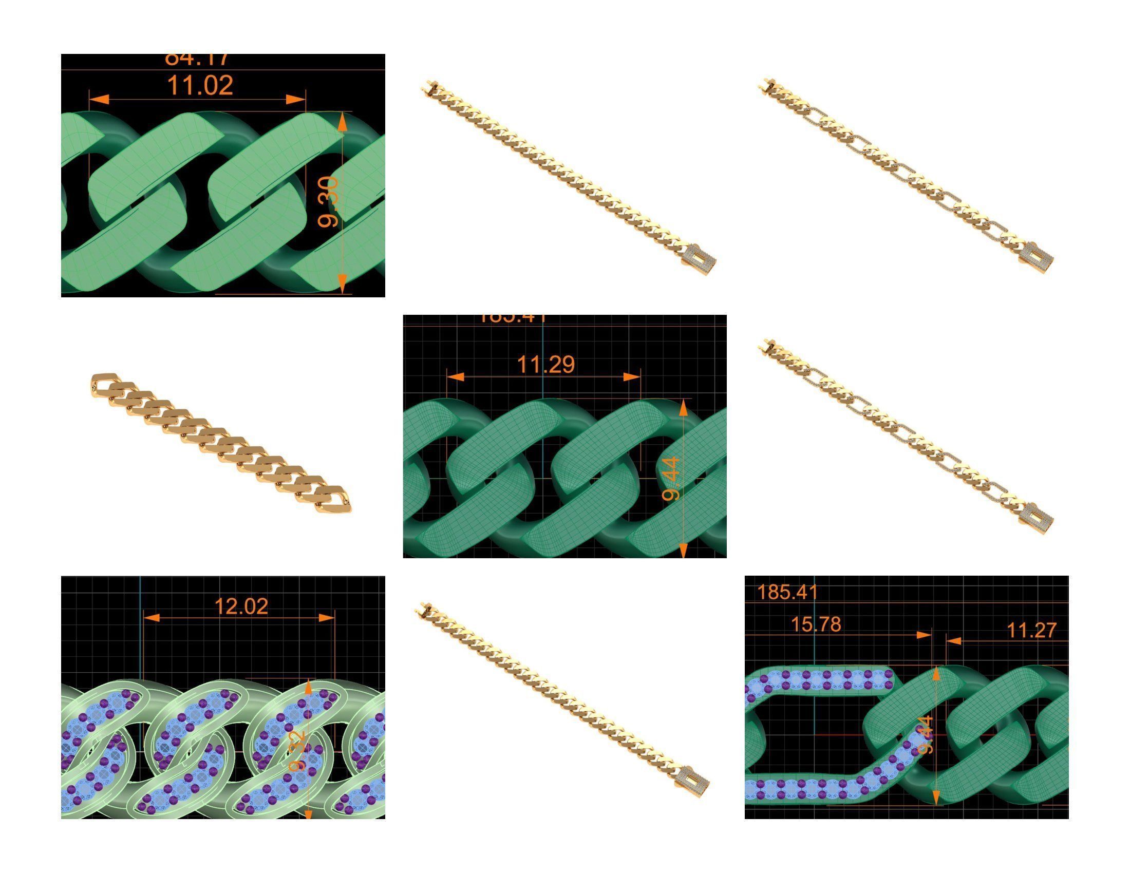 CUBAN LINK CHAIN - 200 PIECES READY FOR PRINT 3D print model_17