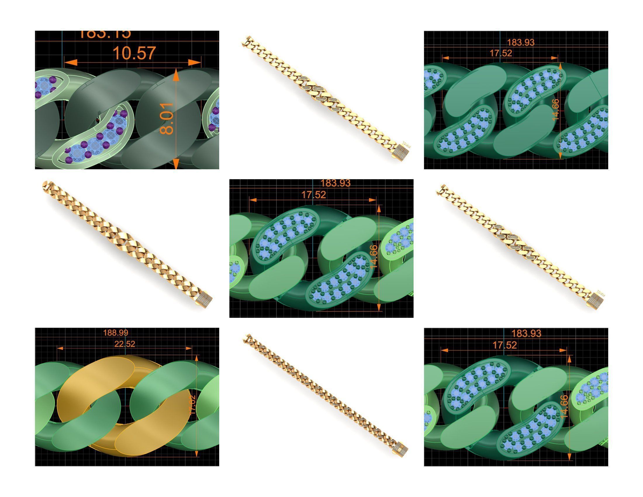 CUBAN LINK CHAIN - 200 PIECES READY FOR PRINT 3D print model_12