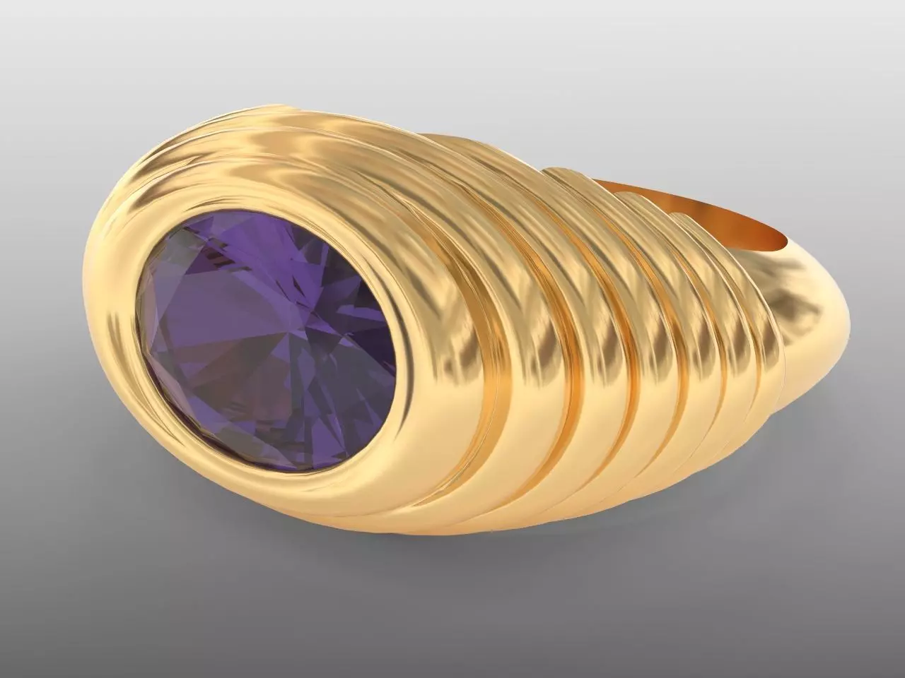 amethyst ruby cabachon ring size 8 3D print model