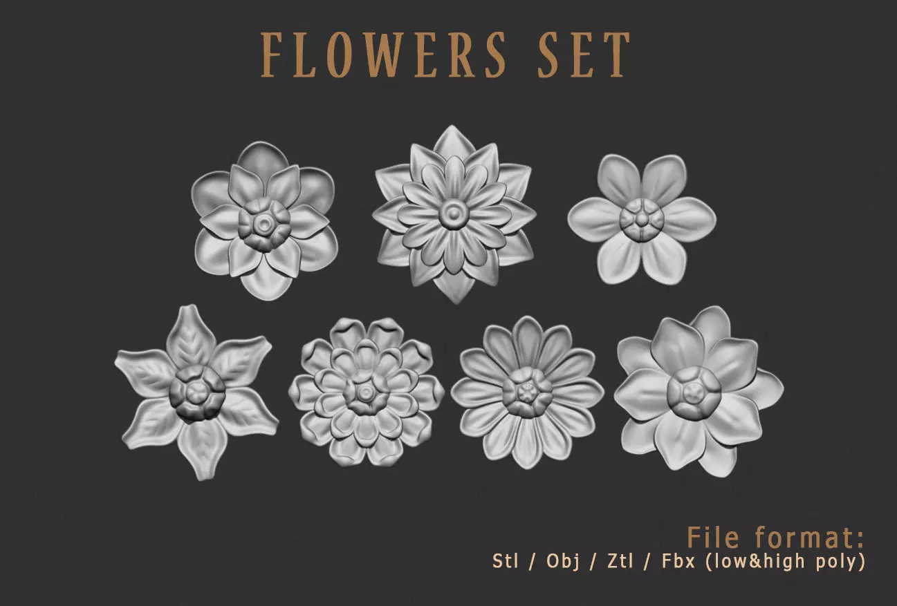 Flowers set 3D print model