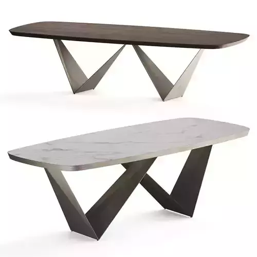 Reflex Prisma Steel 72 Bevel Dining Table 3D model