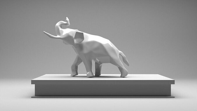 Elephant Low Poly  Low-poly 3D model