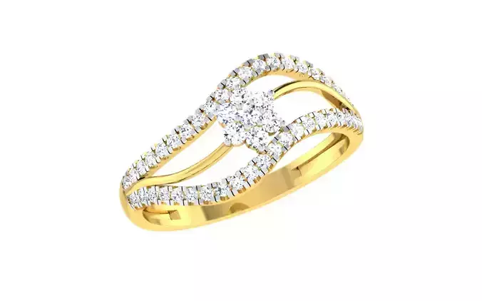 Light Weight Yellow Gold Diamond Ring  -EZ R-200