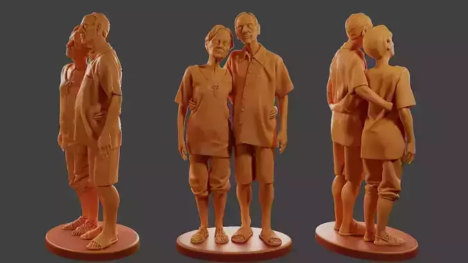 Casual elderly couple CEC1 001 3D print model
