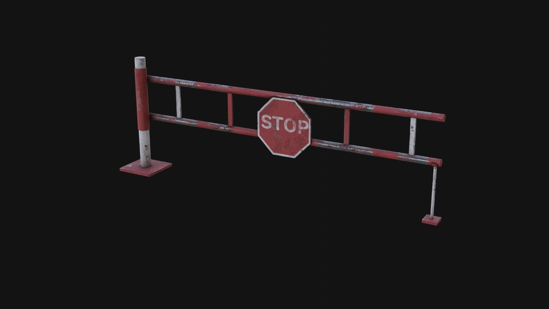 Road Block Gate Low-poly 3D model_1