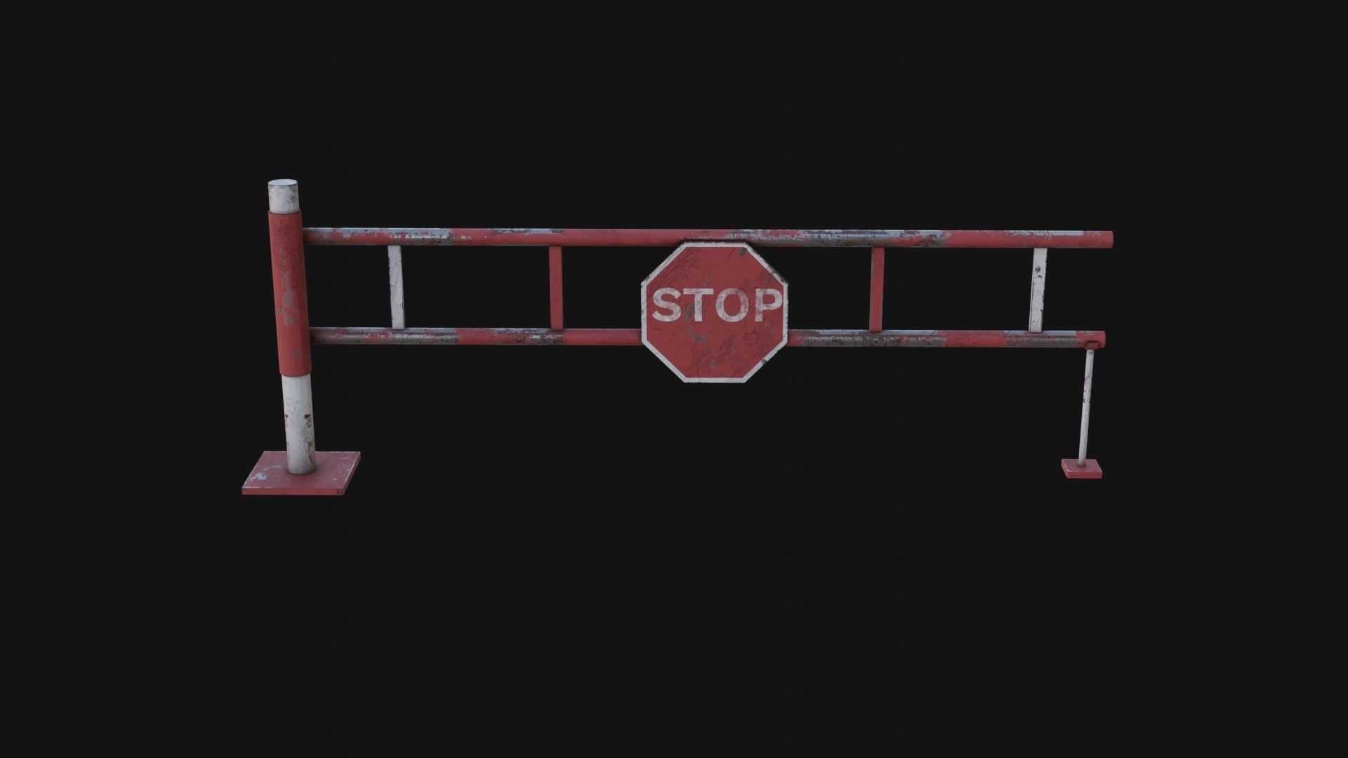Road Block Gate Low-poly 3D model_2