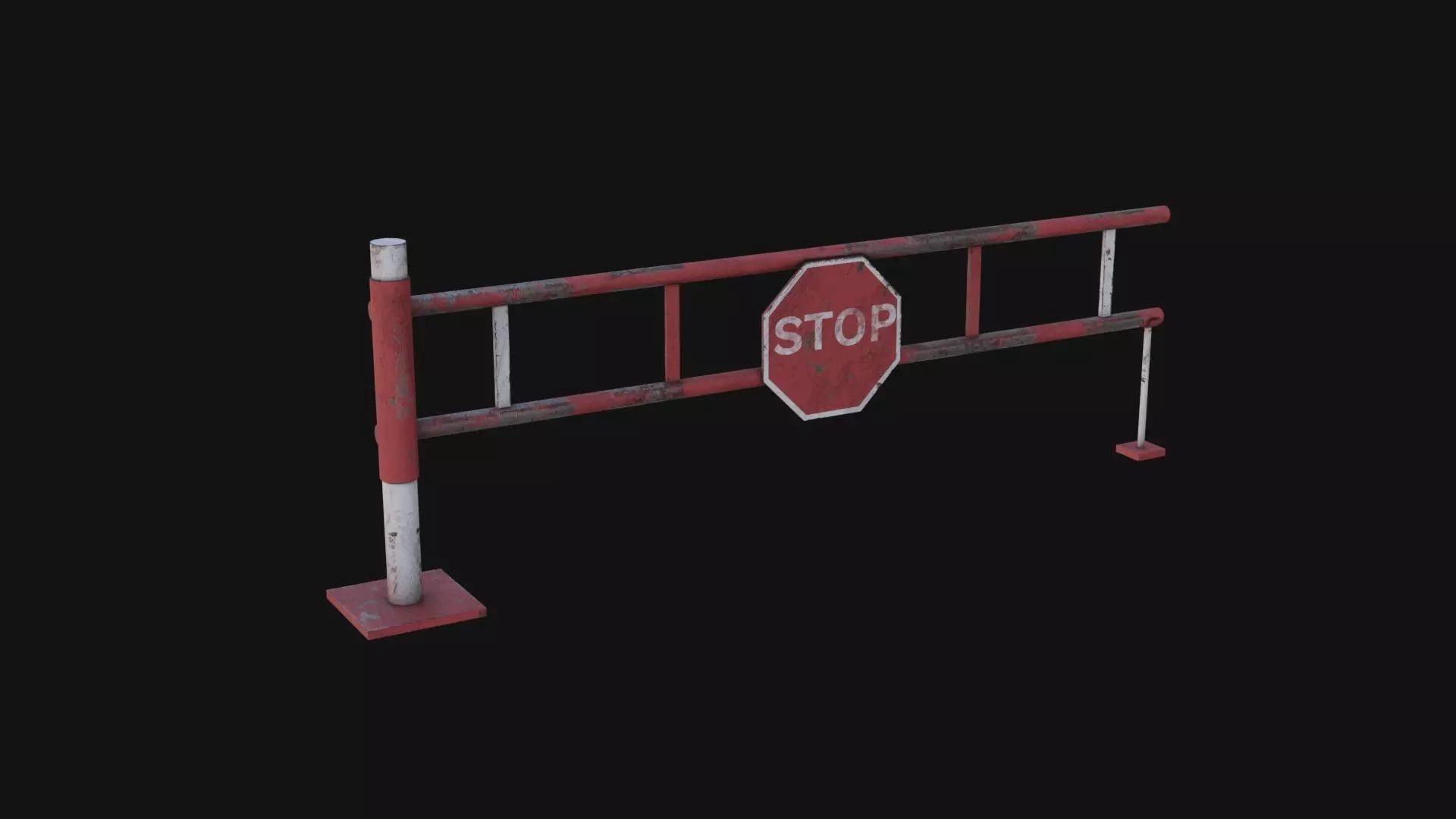 Road Block Gate Low-poly 3D model_0