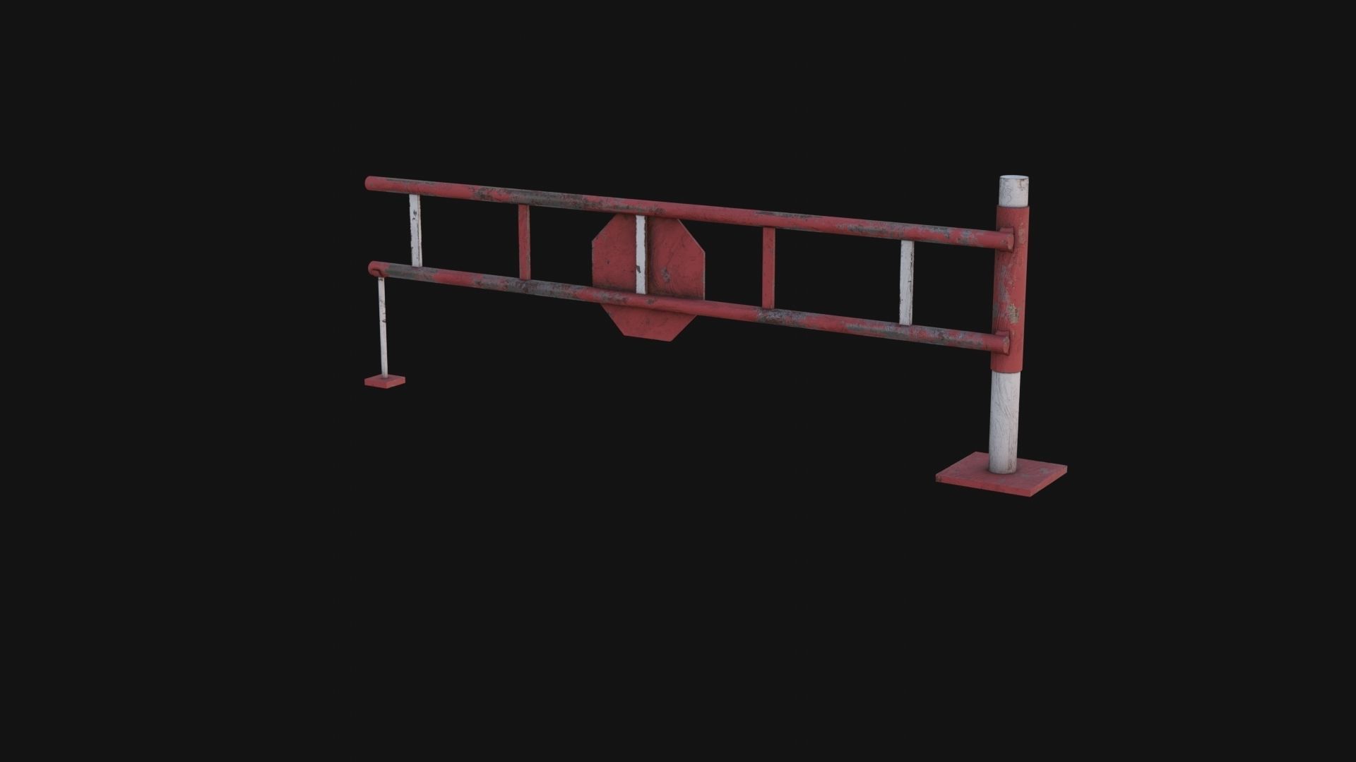 Road Block Gate Low-poly 3D model_4
