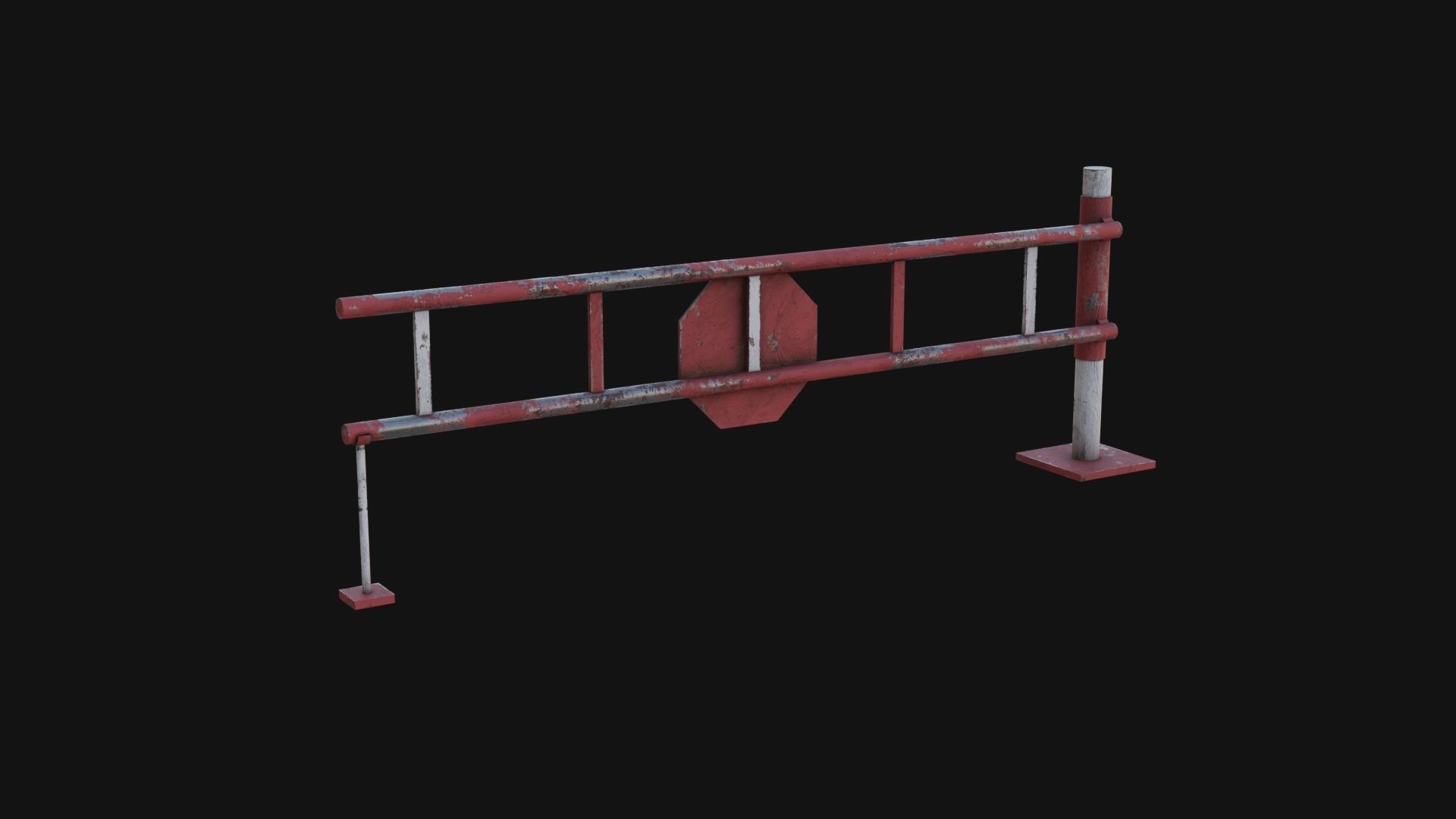 Road Block Gate Low-poly 3D model_5