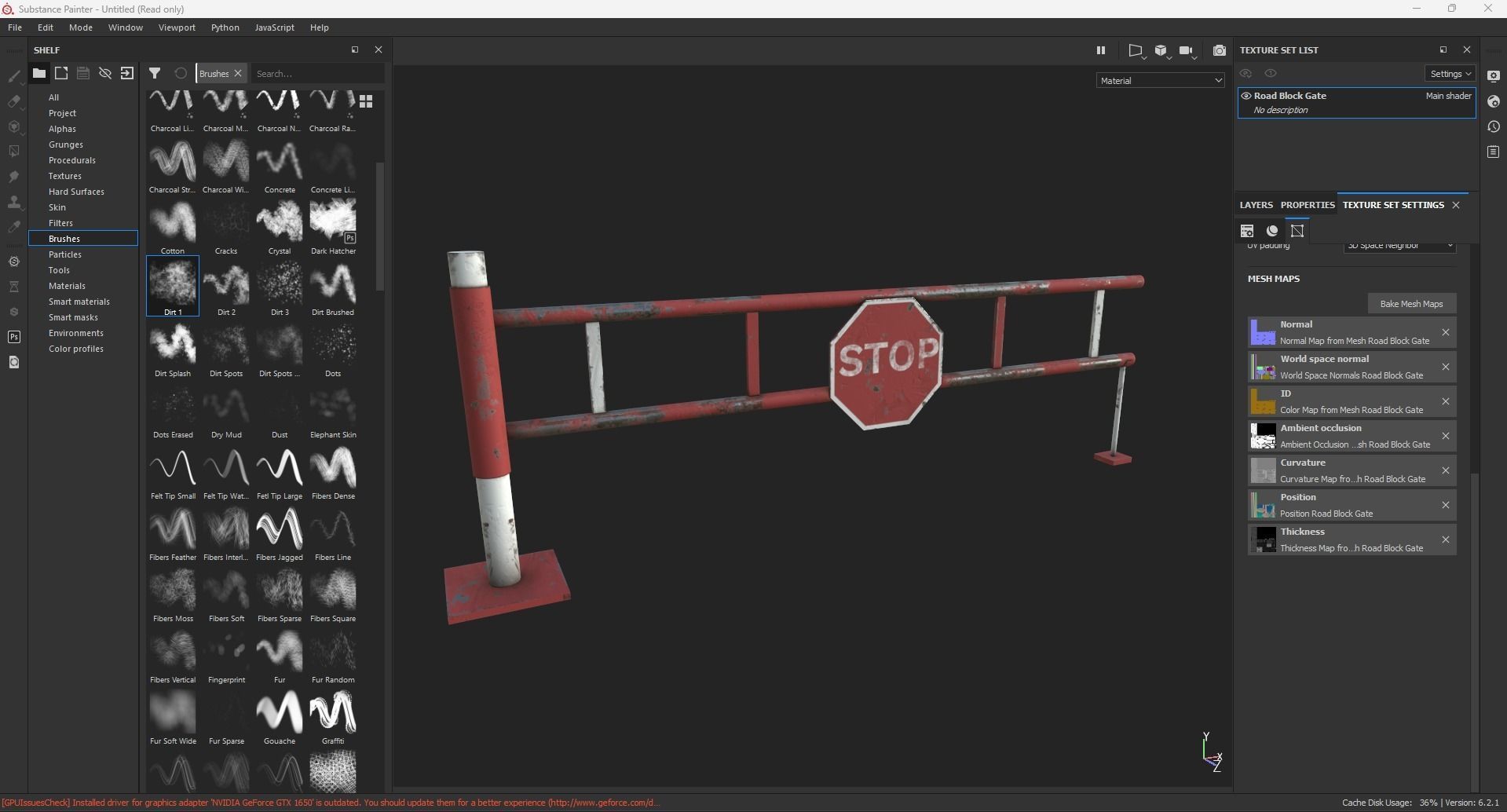 Road Block Gate Low-poly 3D model_6