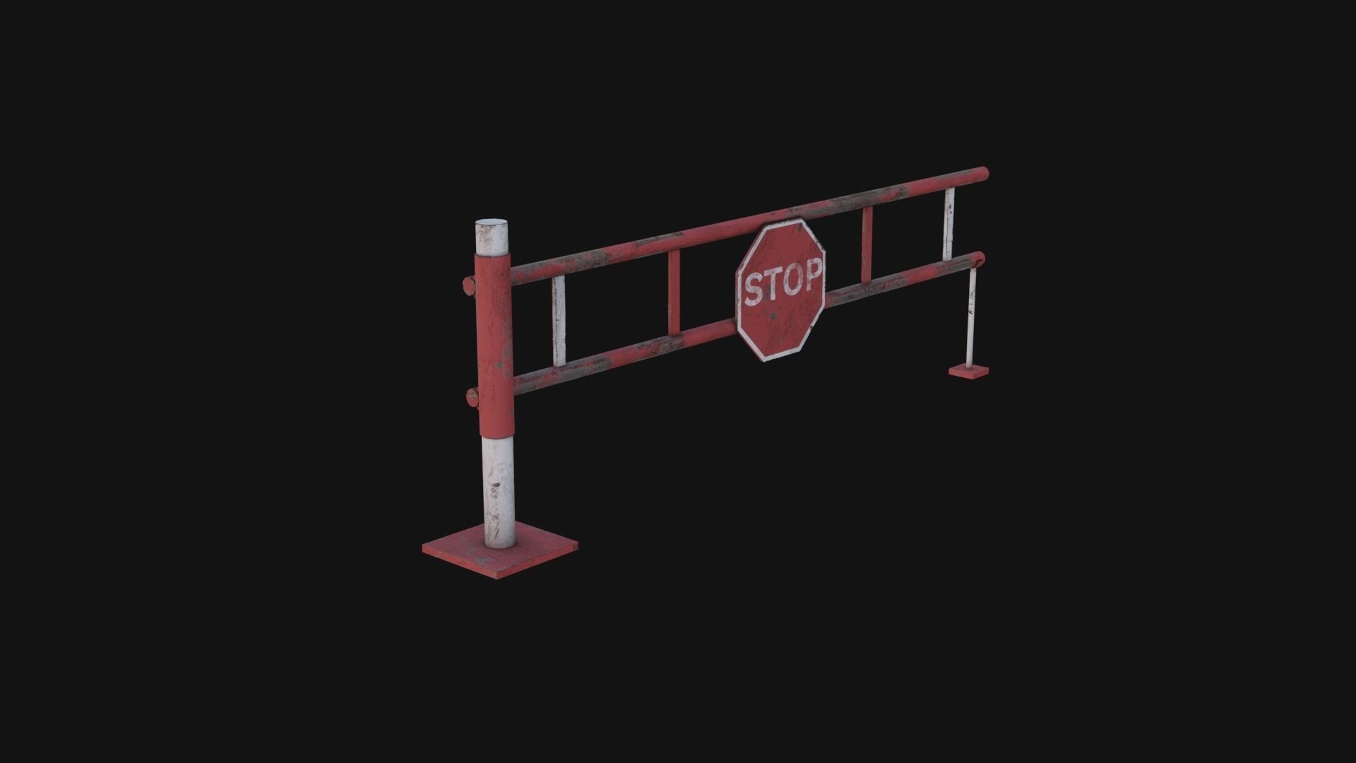 Road Block Gate Low-poly 3D model_3