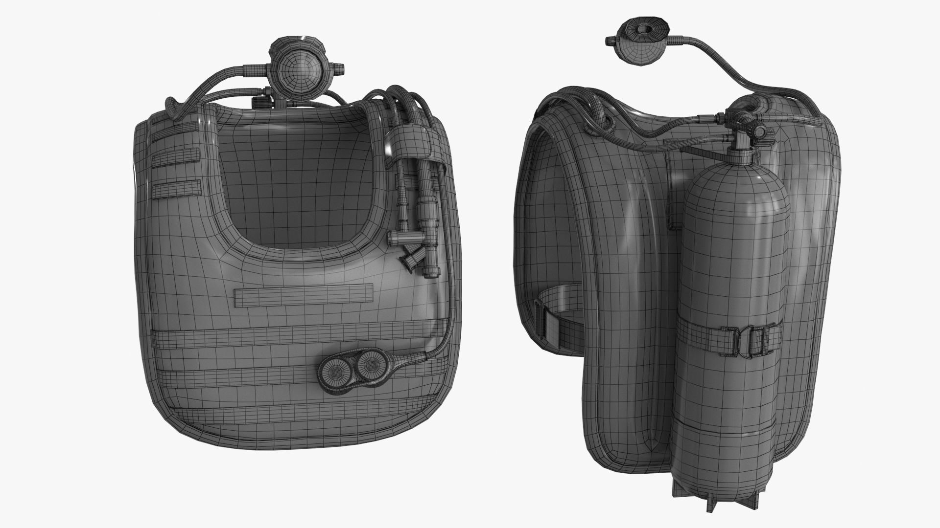Diving Equipment Low-poly 3D model_16