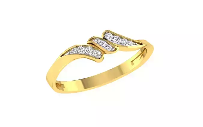 Light Weight Yellow Gold Diamond Ring  -EZ R-207