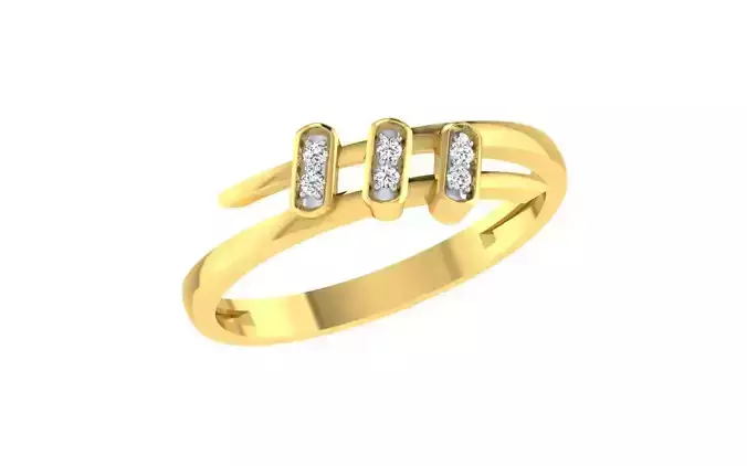 Light Weight Yellow Gold Diamond Ring  -EZ R-210