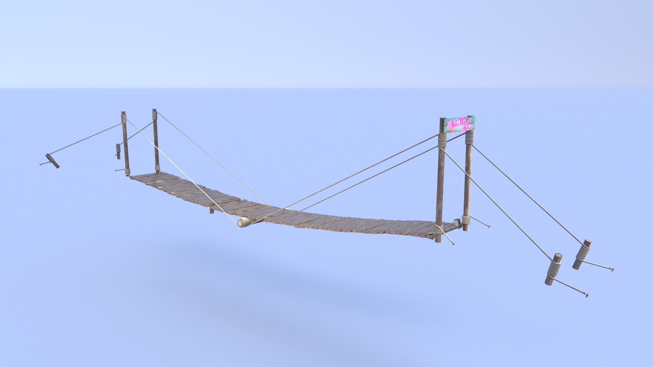 Neon rope bridge Low-poly 3D model_8