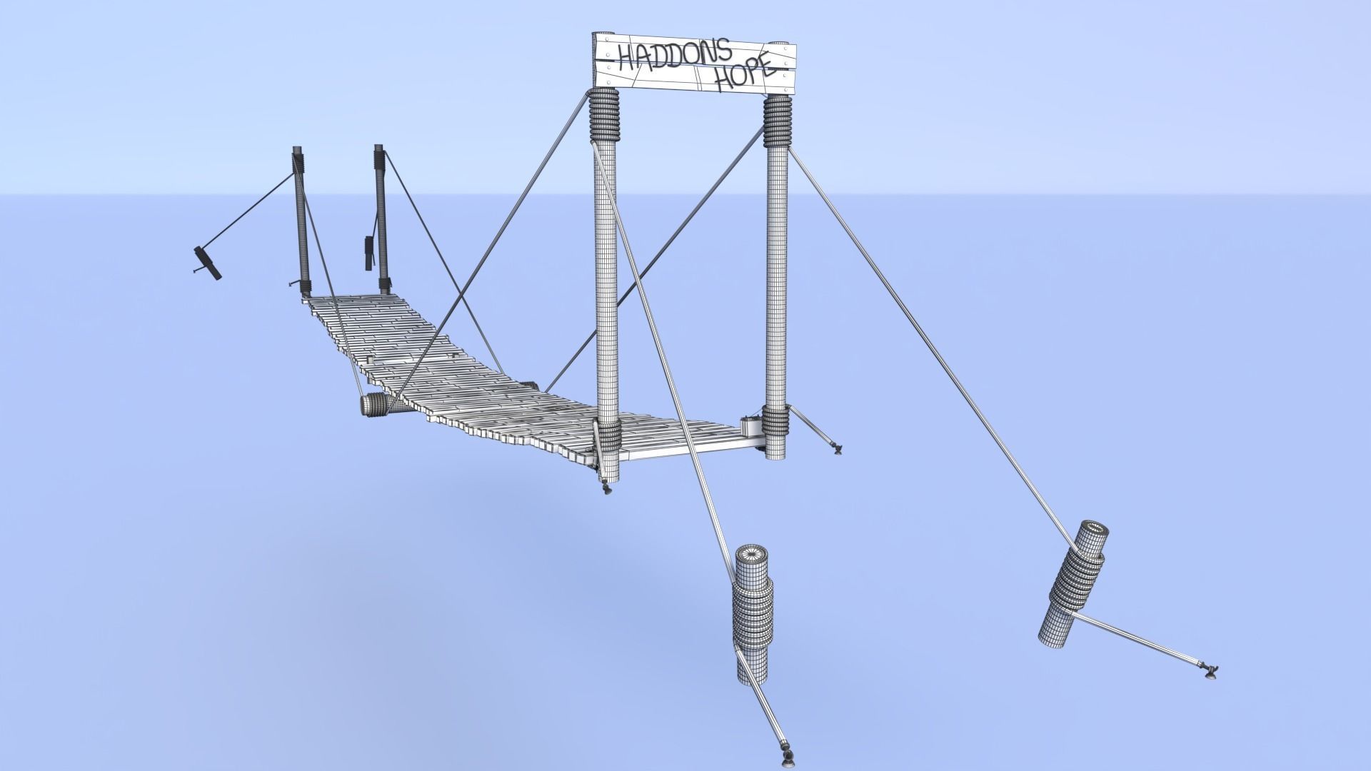 Neon rope bridge Low-poly 3D model_19