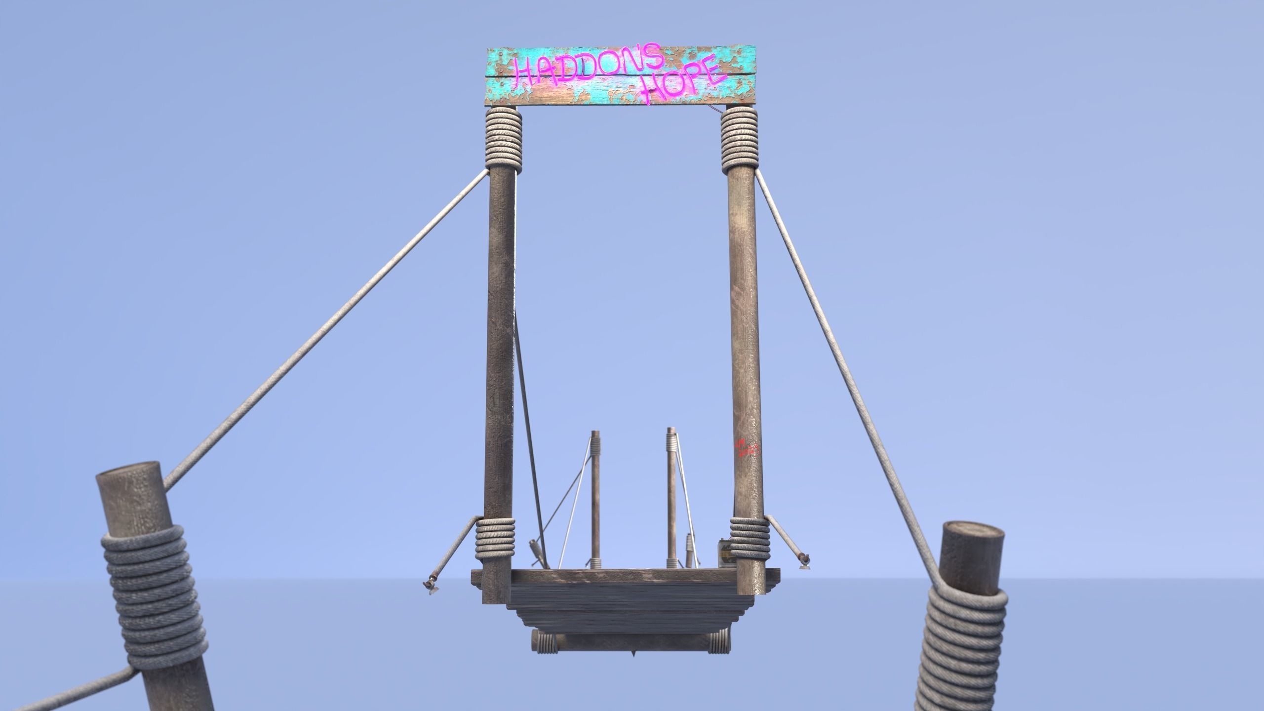 Neon rope bridge Low-poly 3D model_10