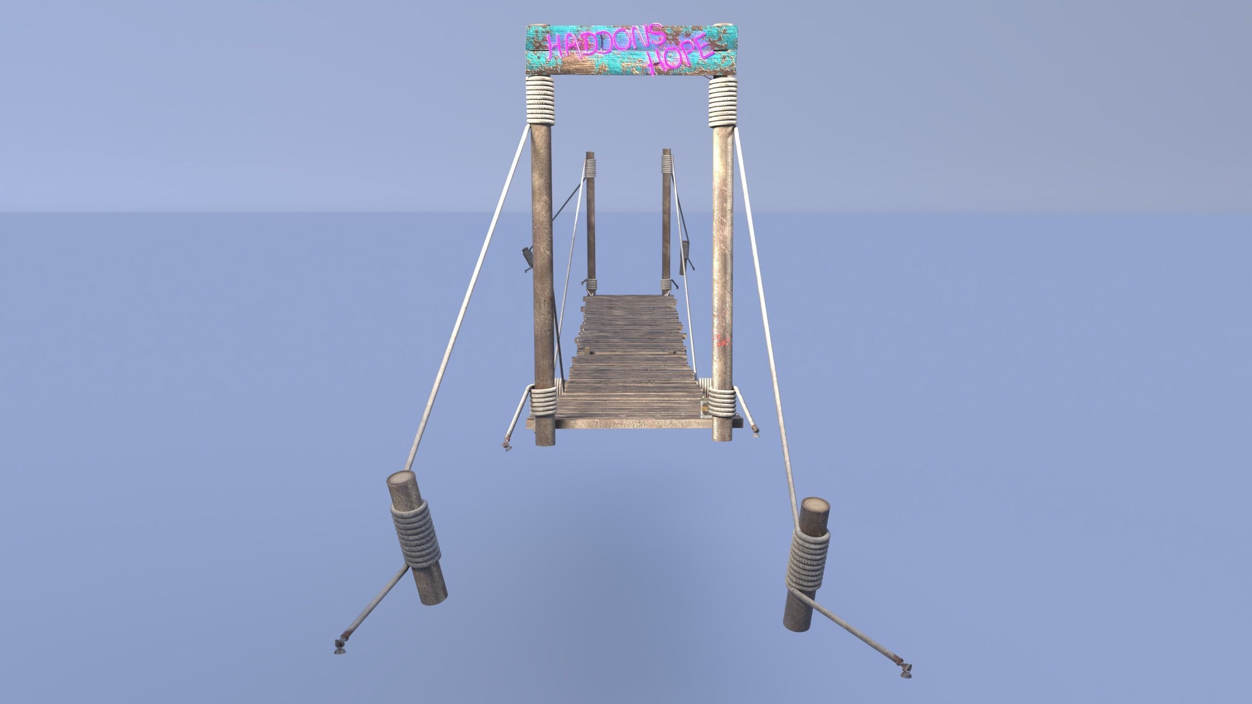 Neon rope bridge Low-poly 3D model_5