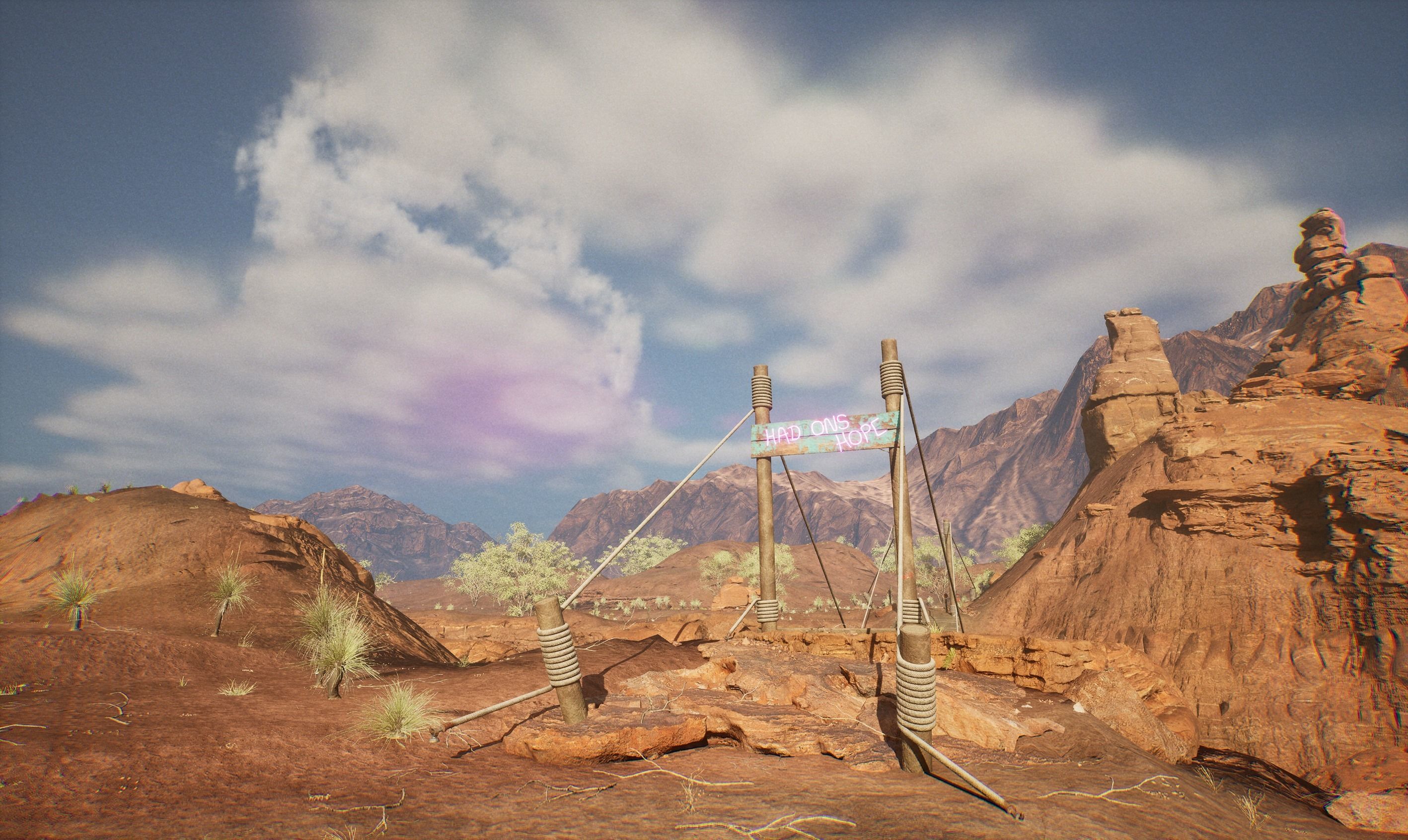 Neon rope bridge Low-poly 3D model_3