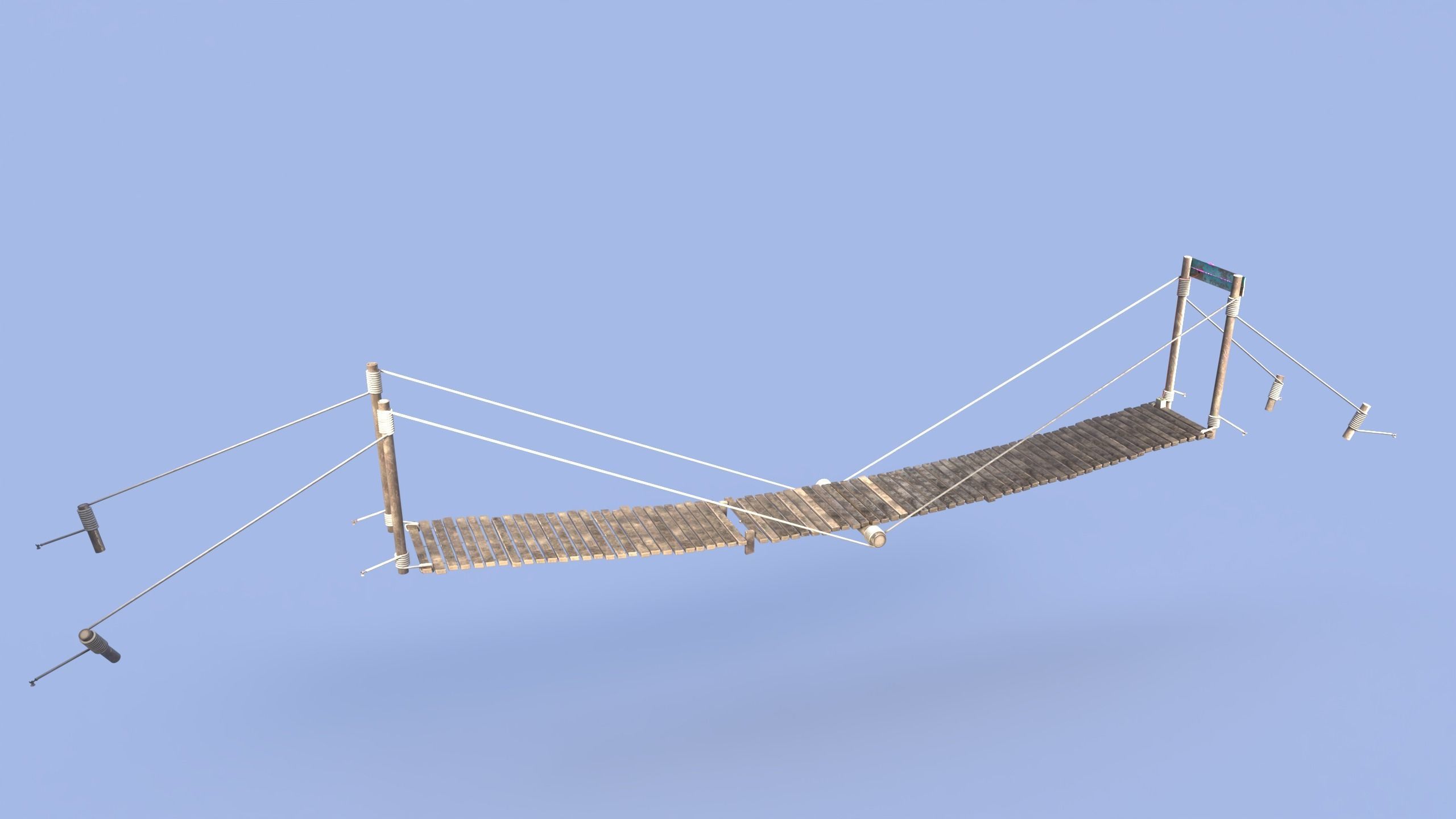 Neon rope bridge Low-poly 3D model_7