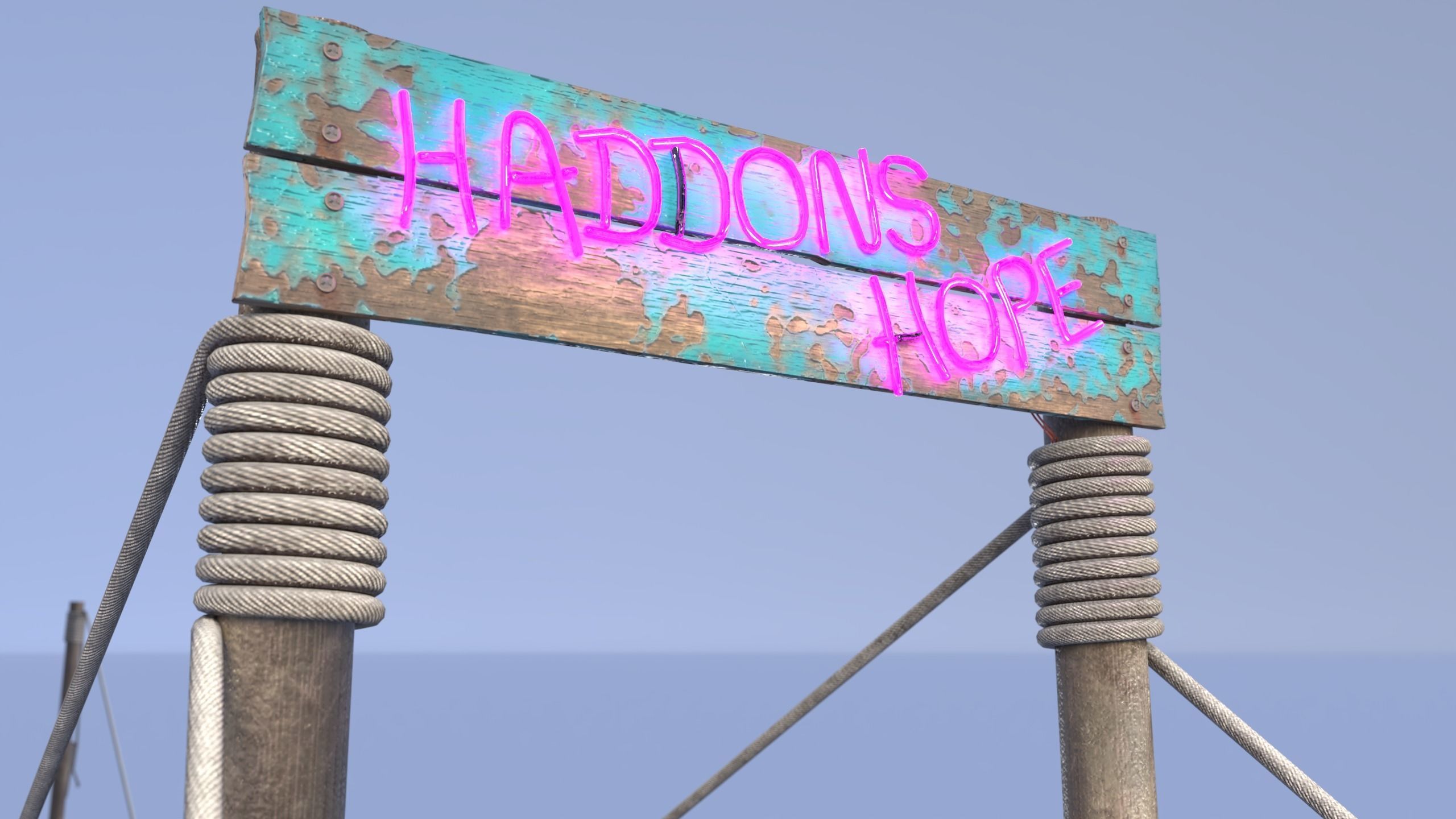 Neon rope bridge Low-poly 3D model_12